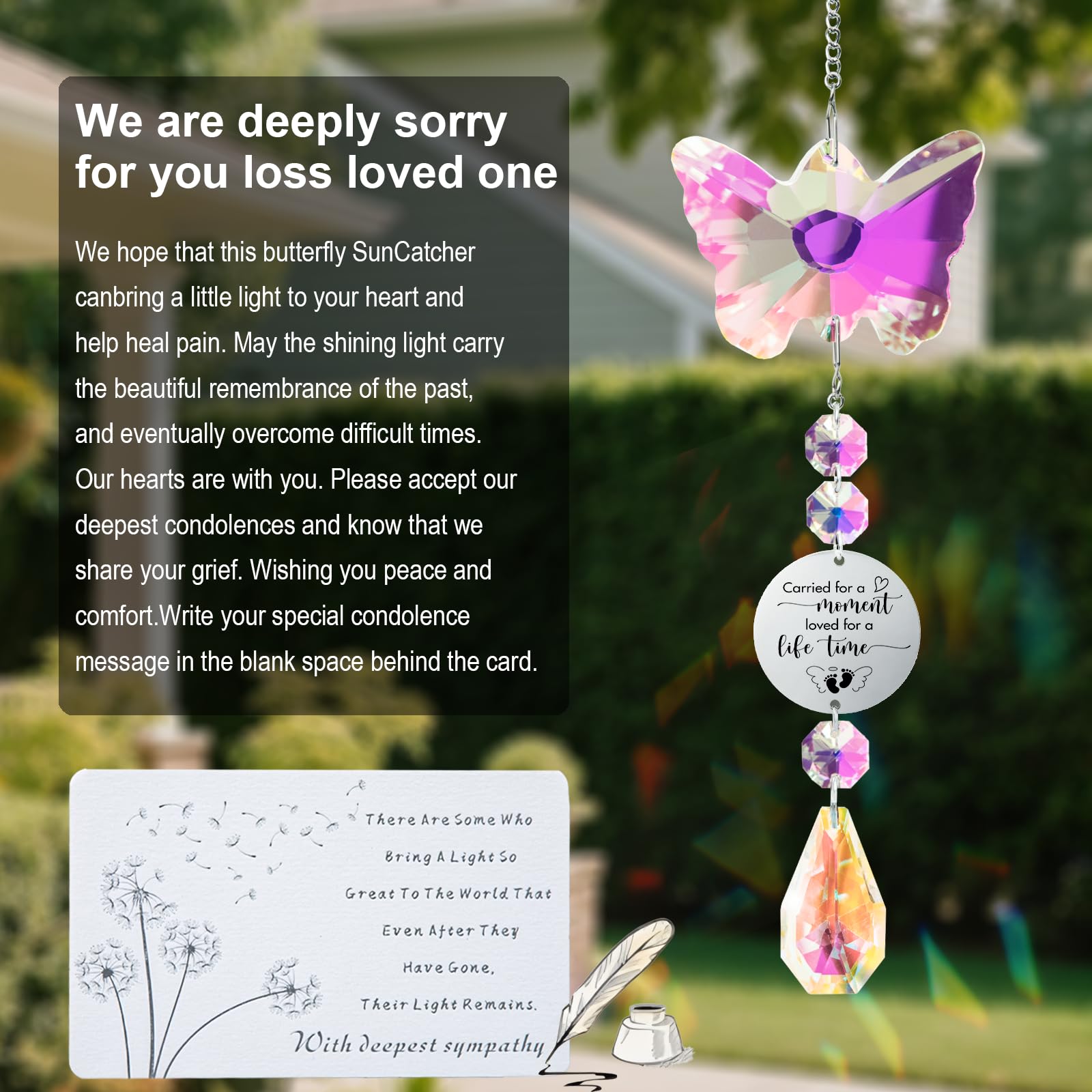 Butterfly Suncatcher Memorial Sympathy Gifts for stillbirth Infant,Baby Pregnancy Loss, Miscarriage Keepsake Gifts for Mothers Dad Mom Parent