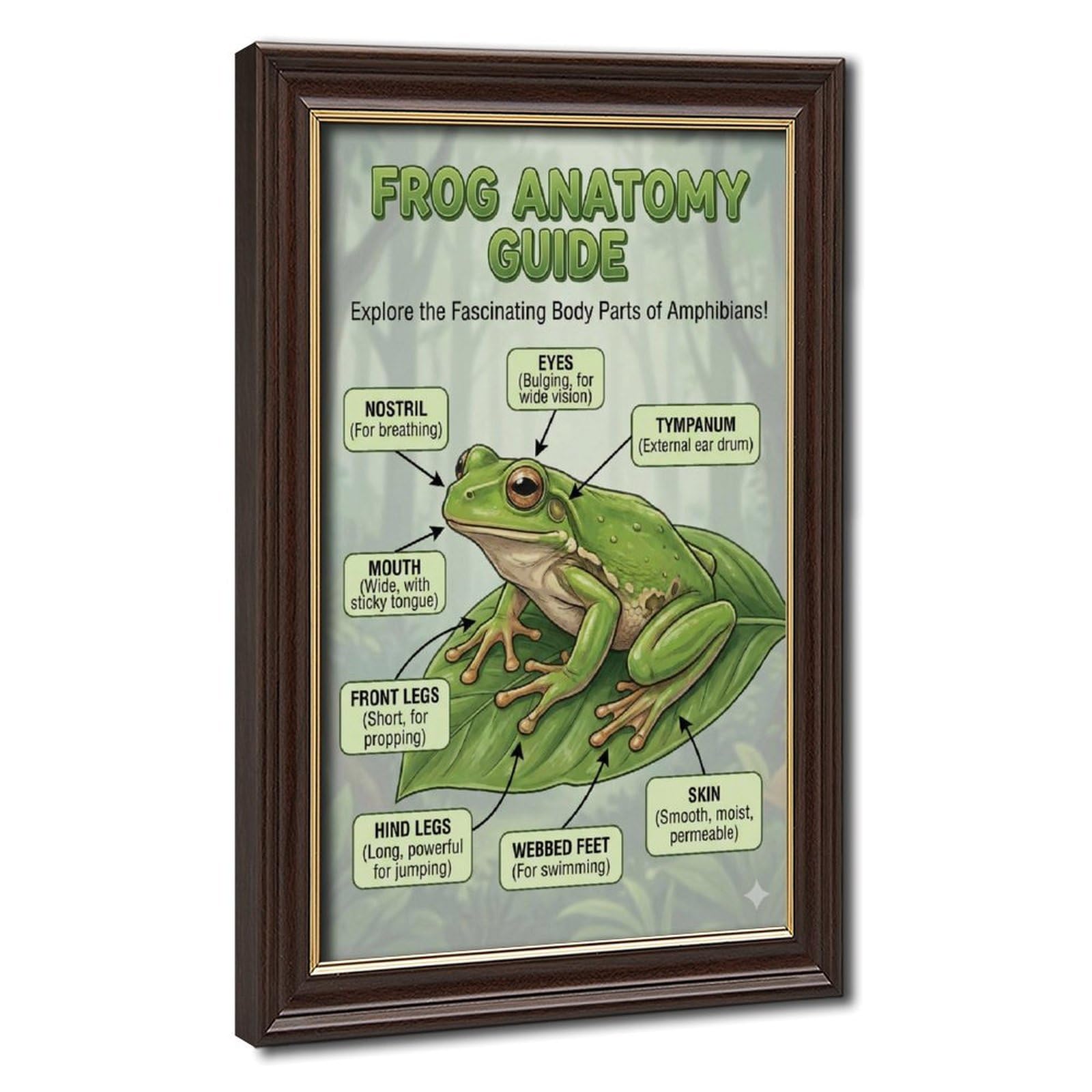 Bareronor Frog Canvas Poster for Dorm Room Decor Gift
