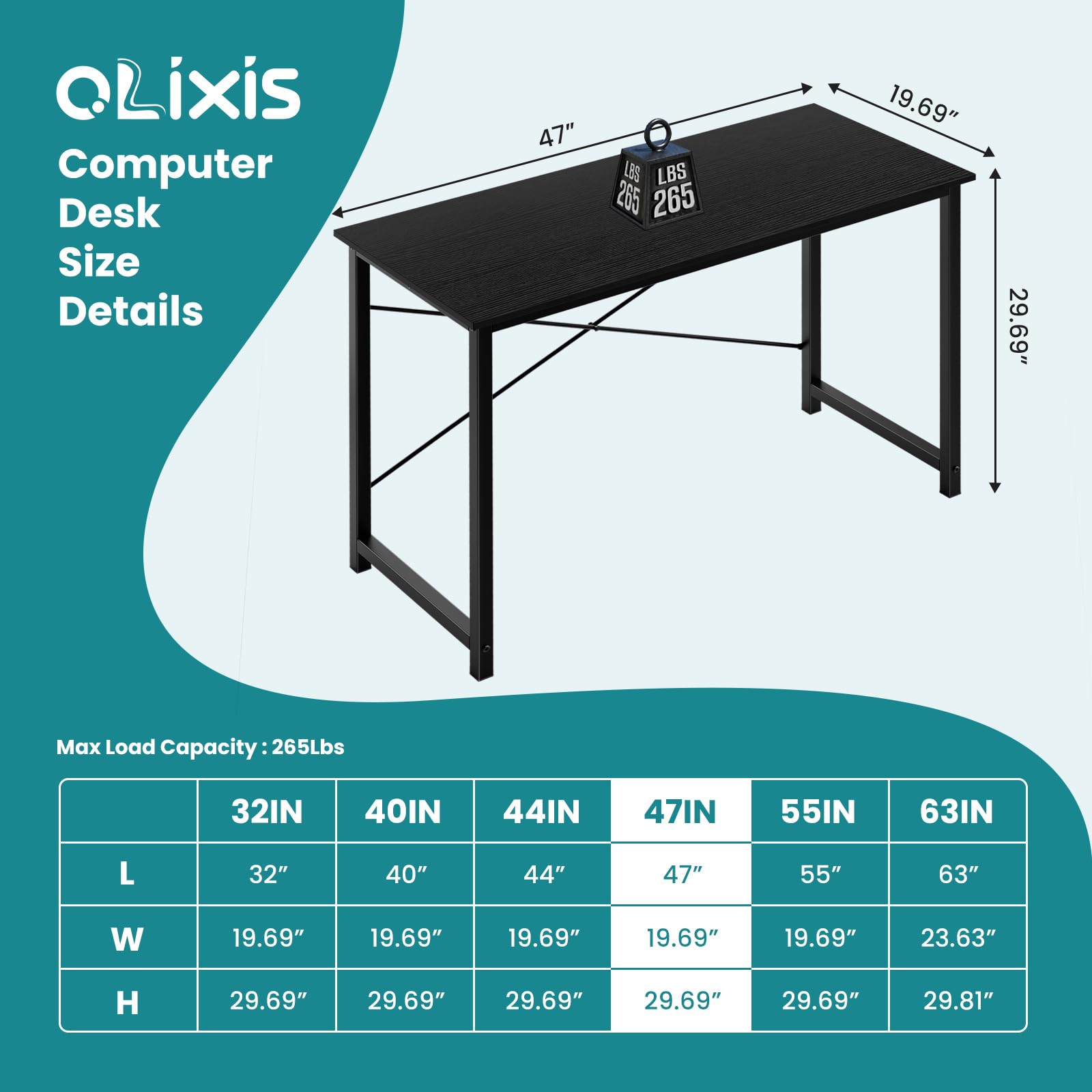 Snapklik.com : OLIXIS 47 Inch Home Office Desk, Small Computer Work Table