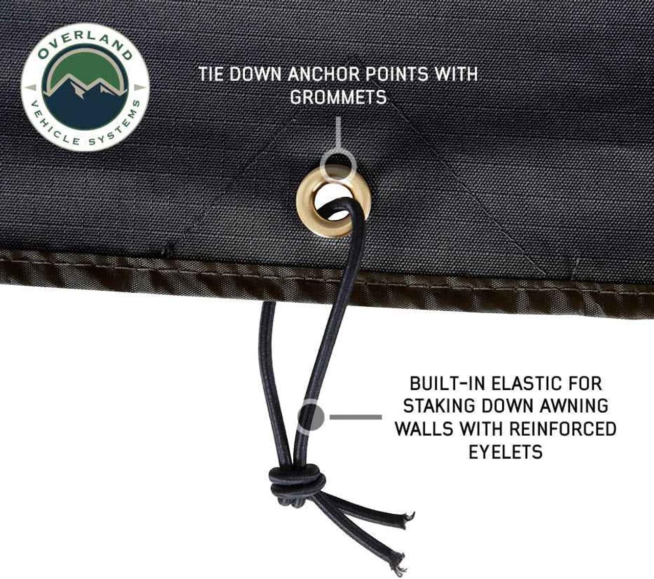 Overland Vehicle Systems XD Nomadic 180 Awning Wall with Windows - 320G Poly Cotton Rip Stop Black Out Matierial - Zipper Attachment Method