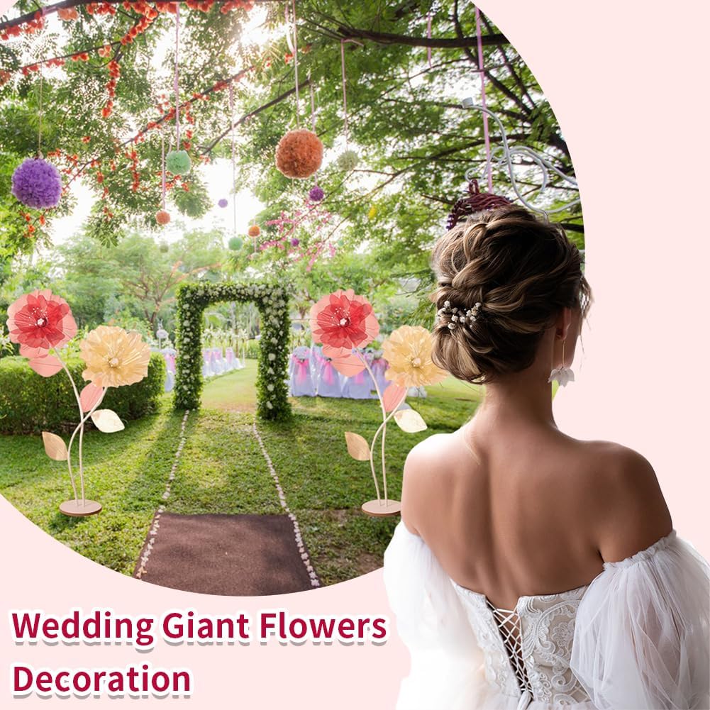 Wedding Giant Flowers Huge Artificial Silk Flower Decor with Standing Base for Outdoor Wedding Ceremony Church Backdrop Decoration