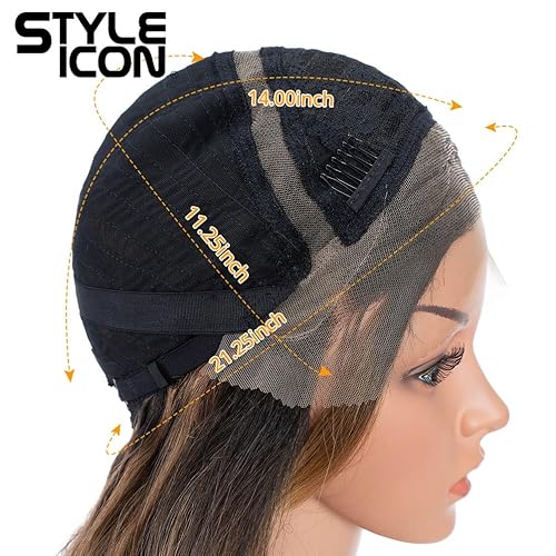 Miniatura 6 de Style Icon Peluca de encaje frontal con reflejos de 13 x 2, parte libre de 24 pulgadas, con encaje frontal en U, peluca larga ondulada con