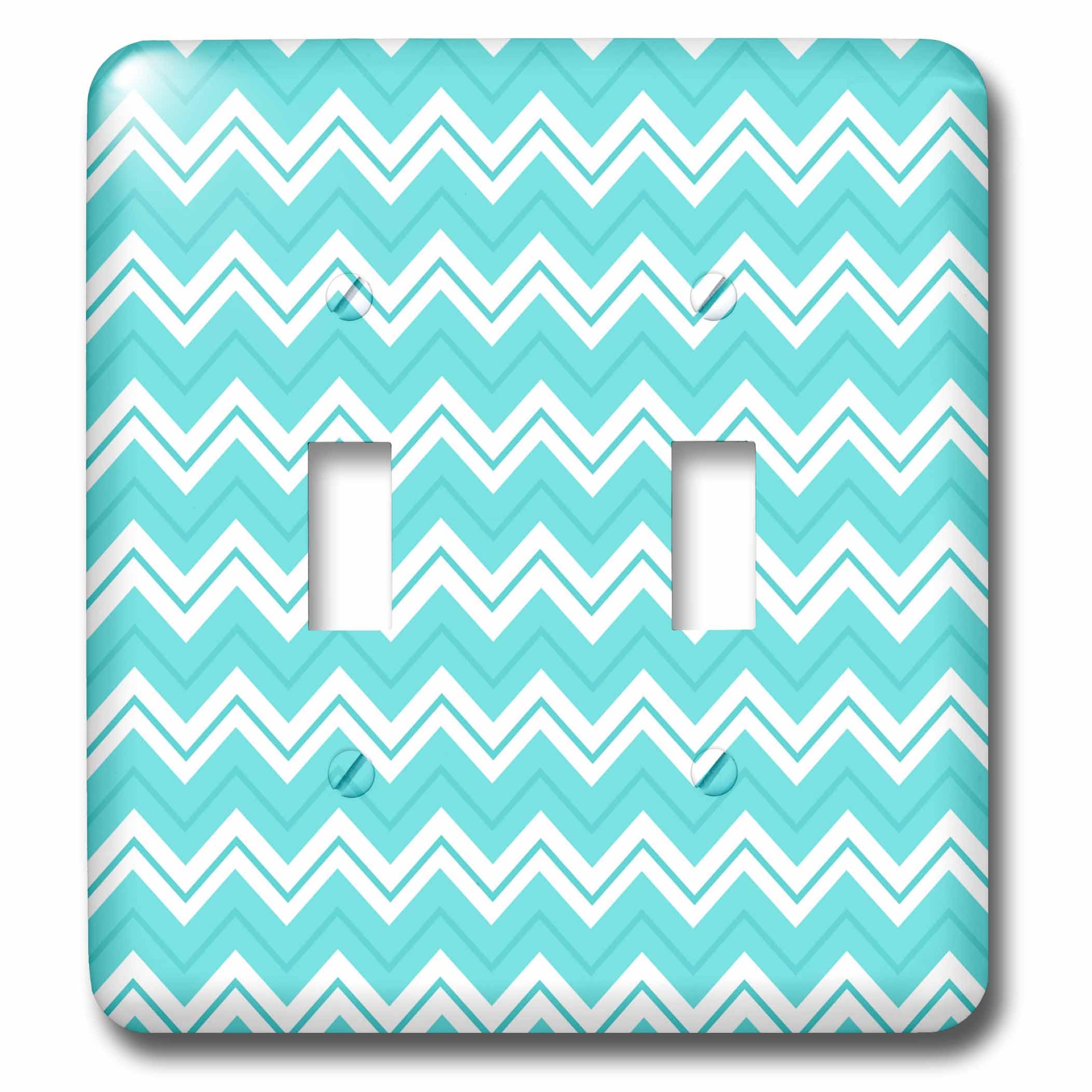 Interruptor de palanca doble de pared decorativo con estampado geométrico azul