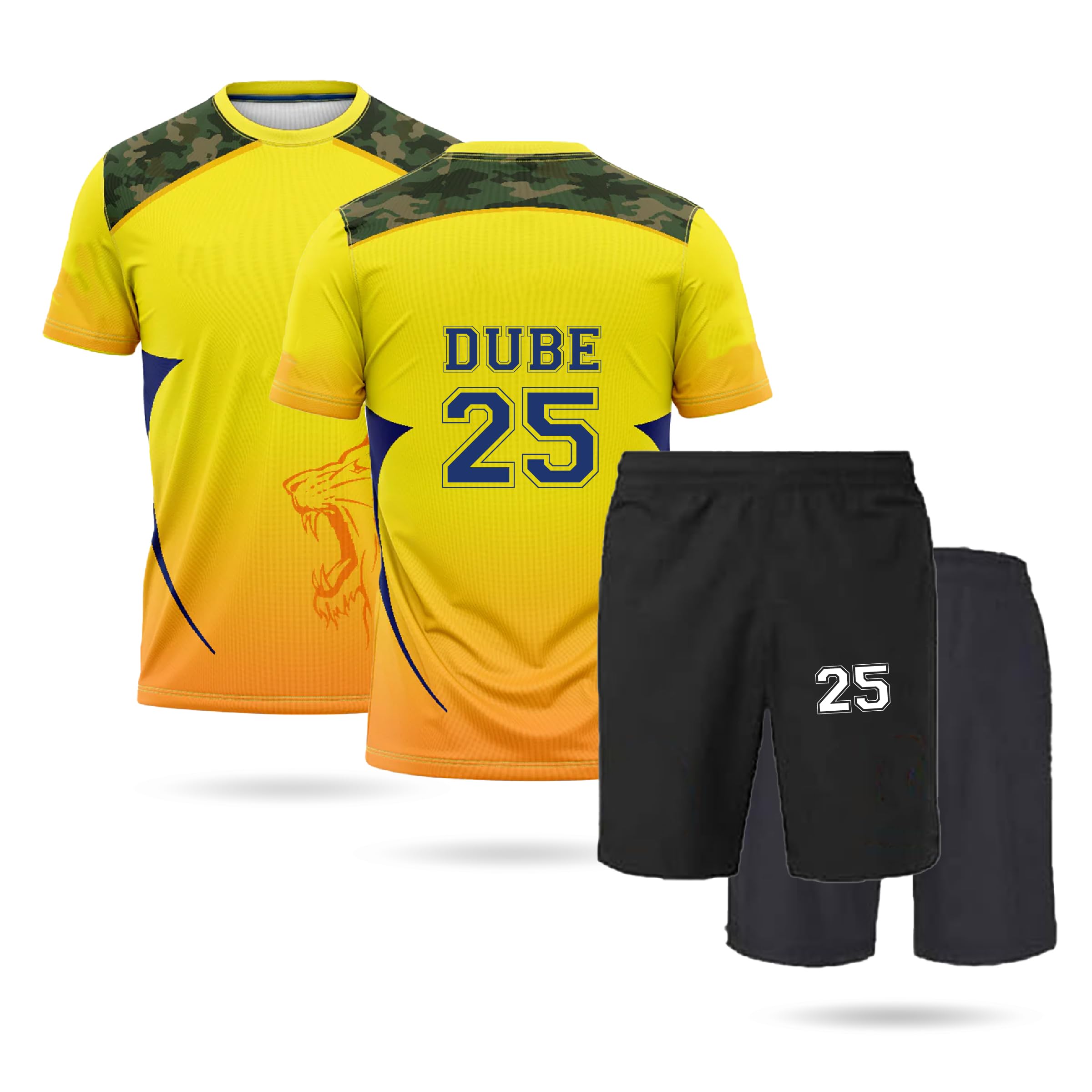 Shivam Dube Jersey 25 Number Jersey with Shorts Team Chennai Cricket Jerseys Team Men's-image-37
