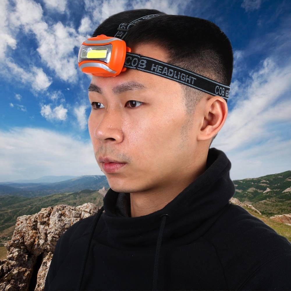 VGEBY Lamp, Adjustable Waterproof LED Headlight Headband for Outdoor Cycling Camping Fishing, Hiking, Hunting, Reading(Orange) Riding Light Supplies