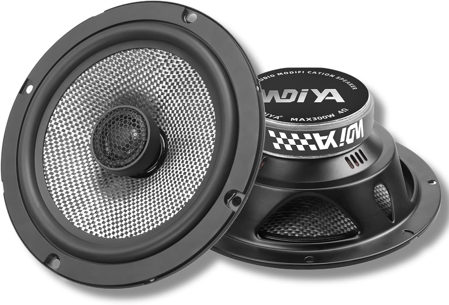 Upgrade 6.5 Inch Car Speakers-Coaxial 2-Way Carbon Fiber Cone, 300W Peak Power, 4 Ohm, High Fidelity Audio, Premium Stereo Sound (2 Speakers)