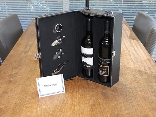 Miniatura 6 de Lifestyle Top Handle Travel Two Bottle Wine Carrier Case con juego de accesorios de vino de 4 piezas (rojo)