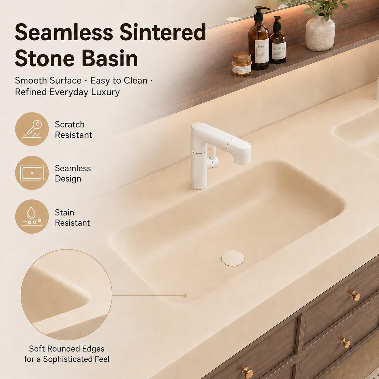 Mobile Bagno con Lavabo, Mobile Bagno Sospeso con Specchio Contenitore, Doppio Lavabo, Rubinetti Regolabili, Cassetti per Bagno Casa e Suite