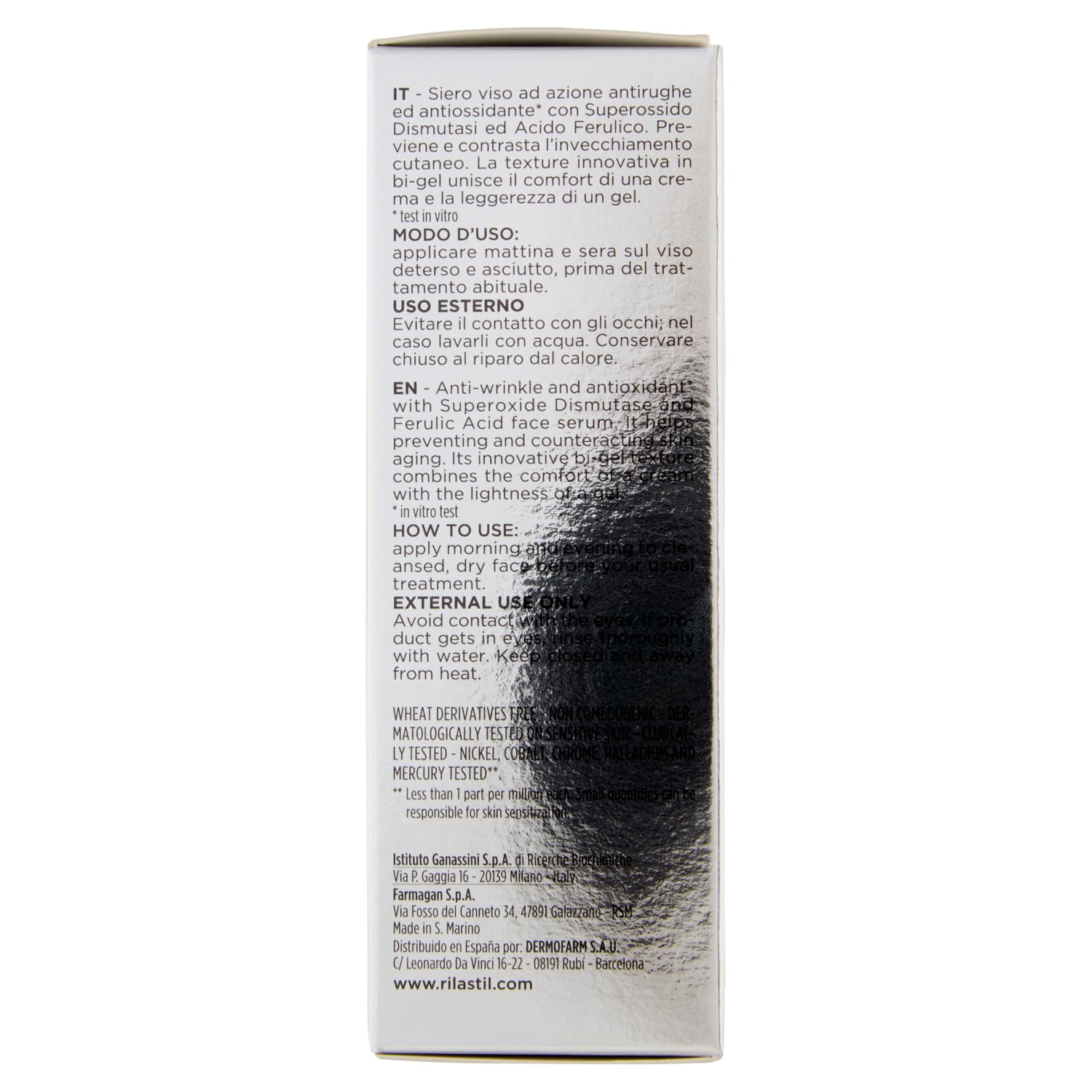 Rilastil Siero Viso Multirepair Ferulic, Azione Antirughe e Antiossidante con Superossido Dismutasi ed Acido Ferulico, 30 ml