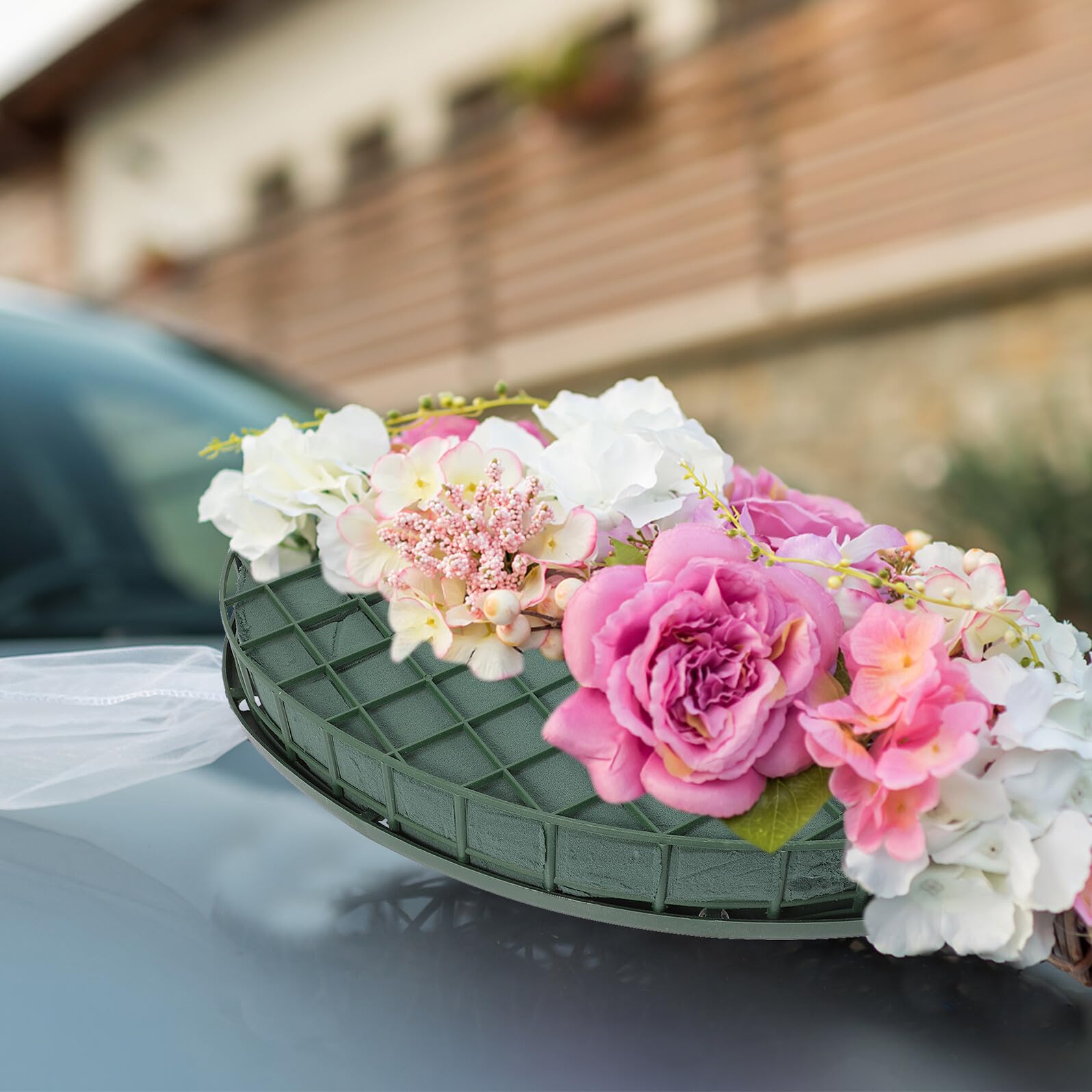 Healeved 2 Stück Saugnapf Steckschaum Herzform für Hochzeitsdeko Am Auto Kunststoff und Schwamm Material Einfache Handhabung und Kreative Blumendekoration für Geburtstage oder Hochzeiten