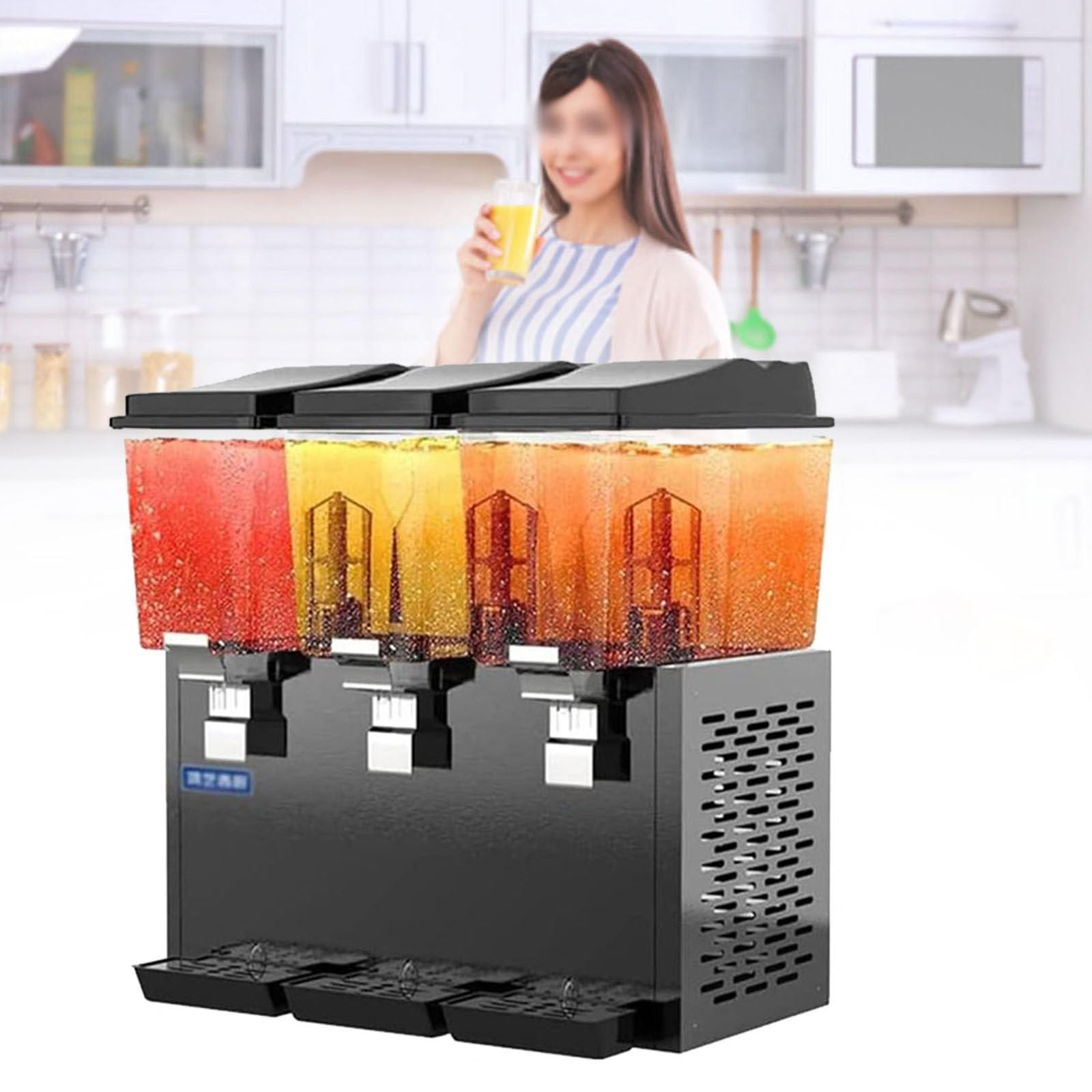 Dispensador Bebidas Comerciales con Espita,Dispensador Jugo Frío Y Caliente,Dispensador Cócteles Autoservicio Vidrio Transparente, Máquina Agua para Café,Té,Jugo Leche,48L