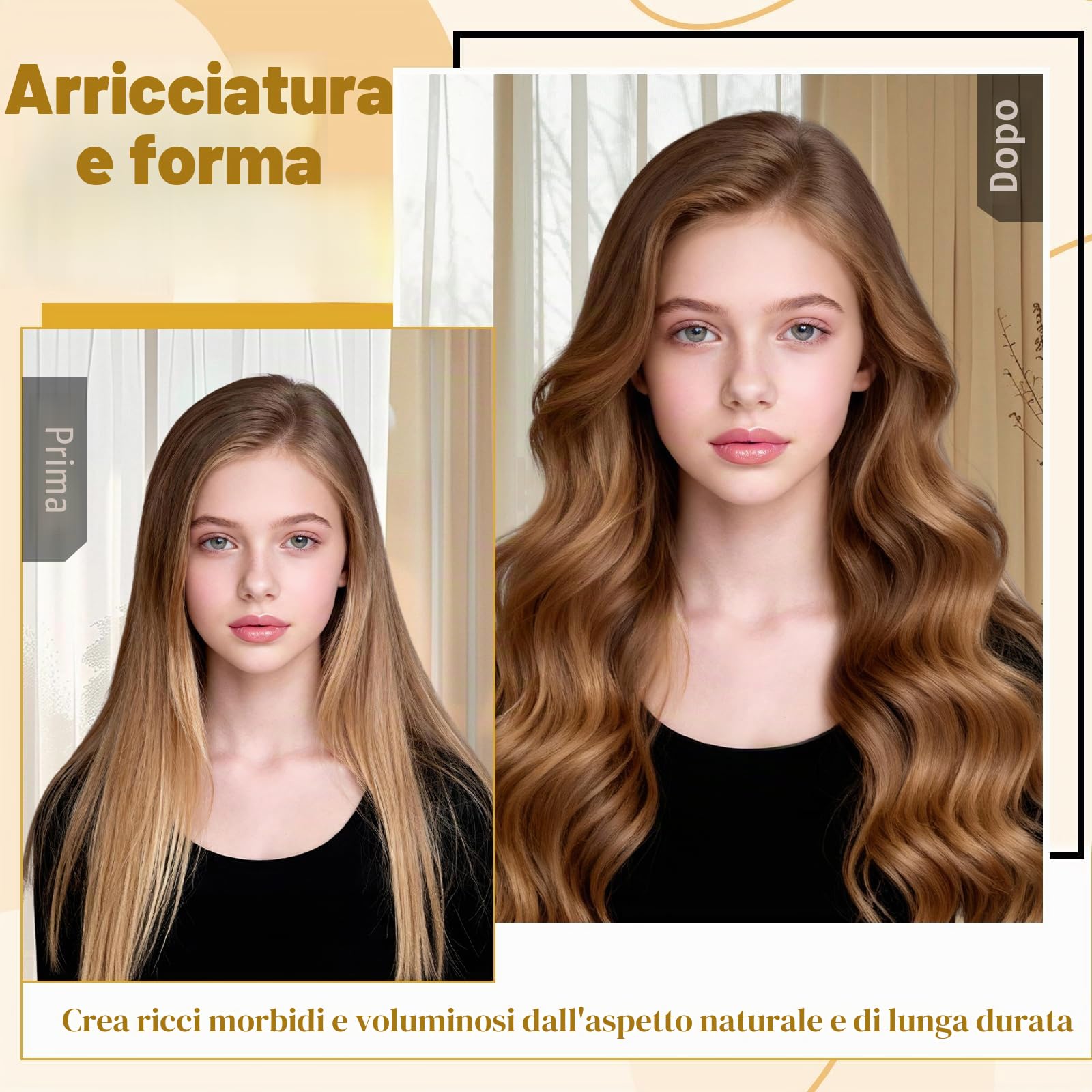 Spazzola rotonda grande da 7,6 cm per accessori Dyson Airwrap | Spazzola volumizzante rotonda da 7,6 cm, per Dyson Air Wrap, setole flessibili per arricciare il volume liscio, oro