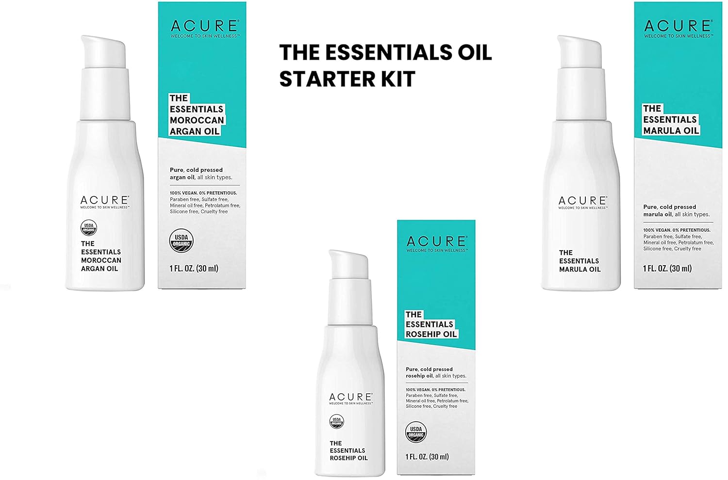 ACURE Brightening Starter Kit | 100% Vegan | For A Brighter Appearance | Includes Facial Scrub, Super Greens Serum, Cleansing Gel, Day Cream & Night Cream
