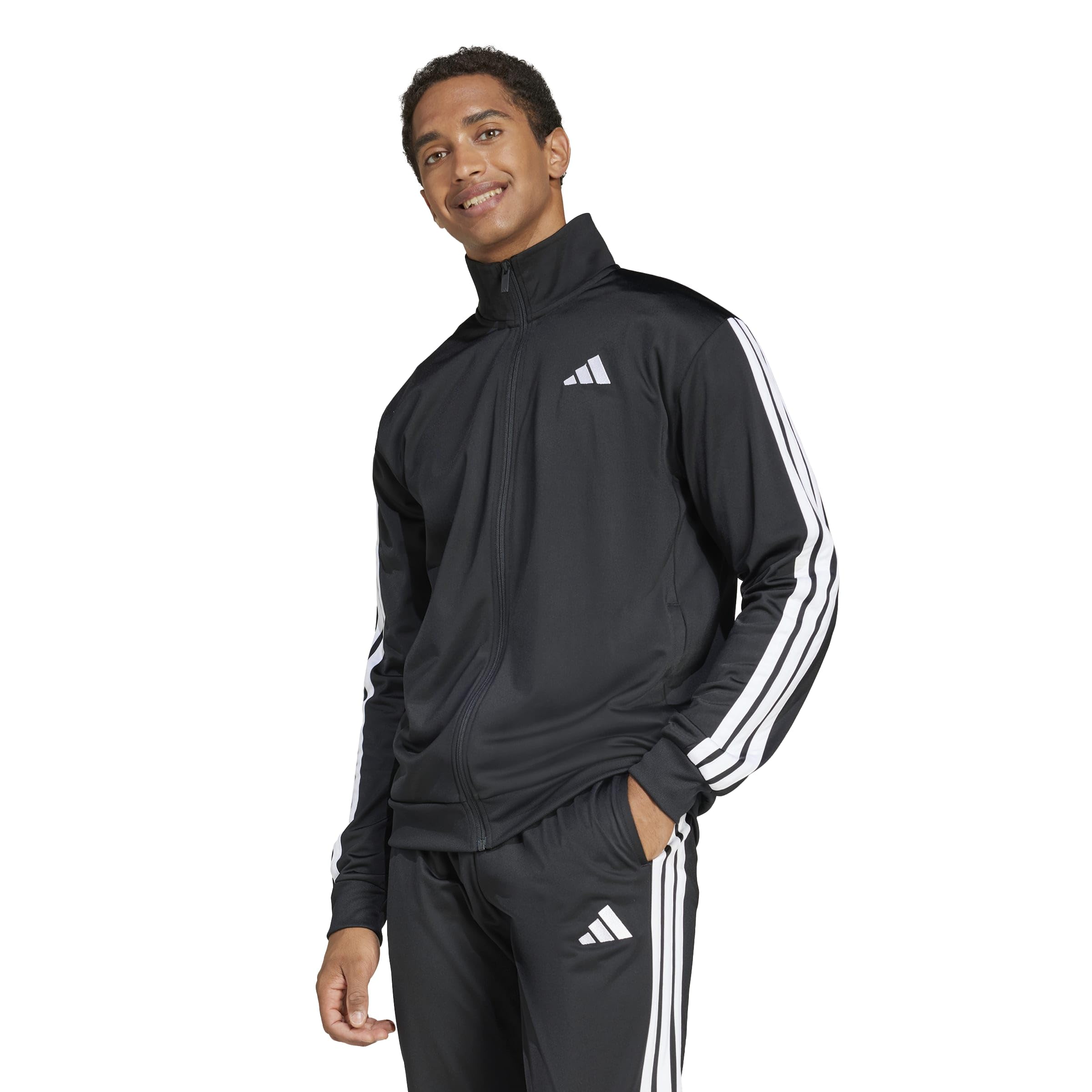 adidas Men's 3-Stripes Tricot Track Top, Black, Small Tall-image-43