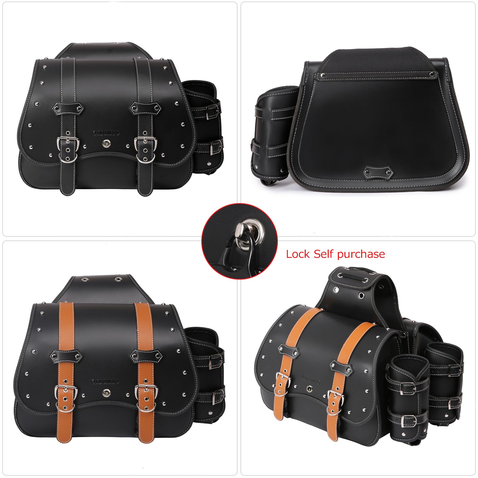 Alforjas de Cuero de Alta Densidad para Motocicleta, Bolsas Laterales con portavasos, Impermeables, Bolsa de Herramientas Laterales, Bolsa de Herramientas de Almacenamiento para Motocicleta