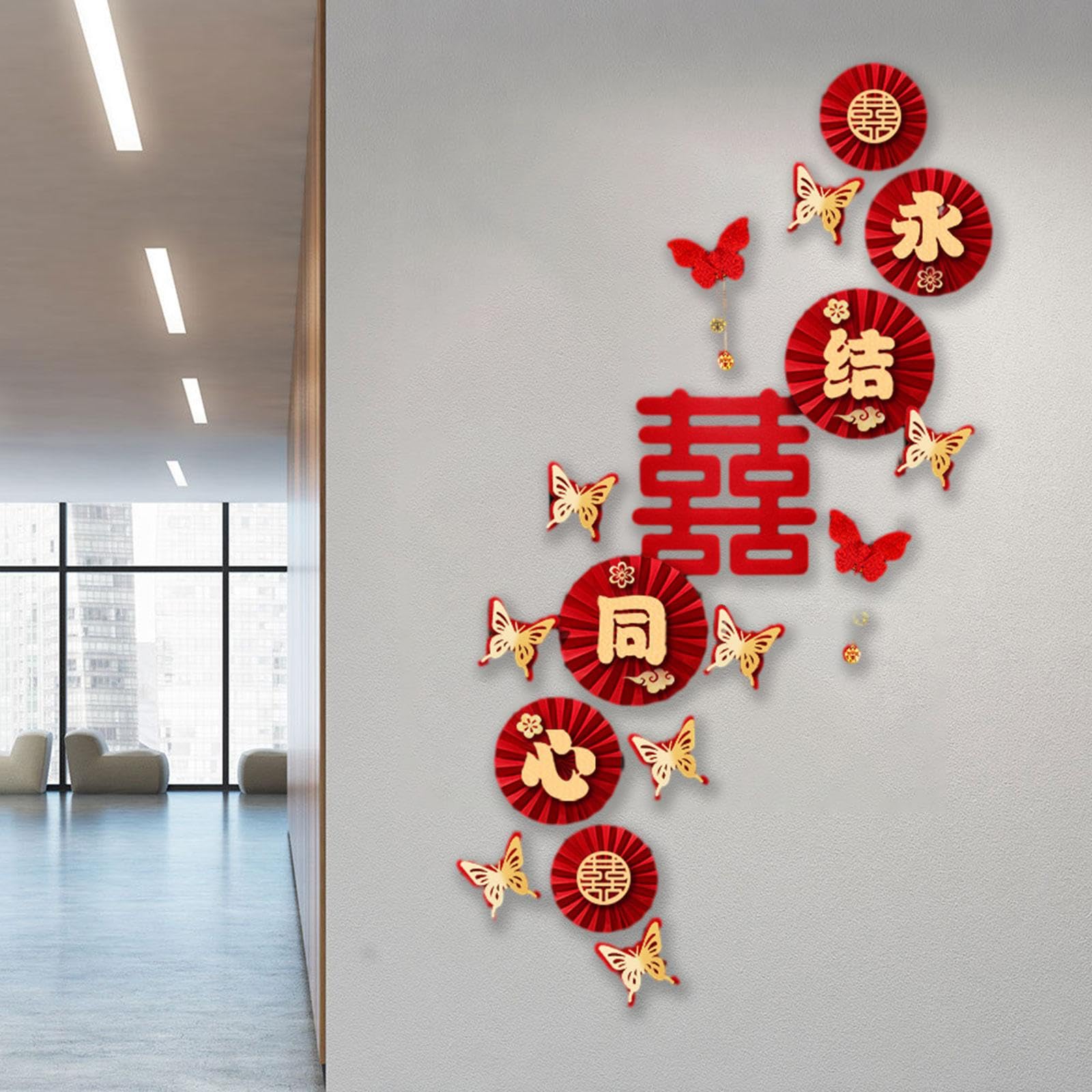 Amazon.co.jp: Yotijay 伝統的な中国の結婚式の装飾、壁