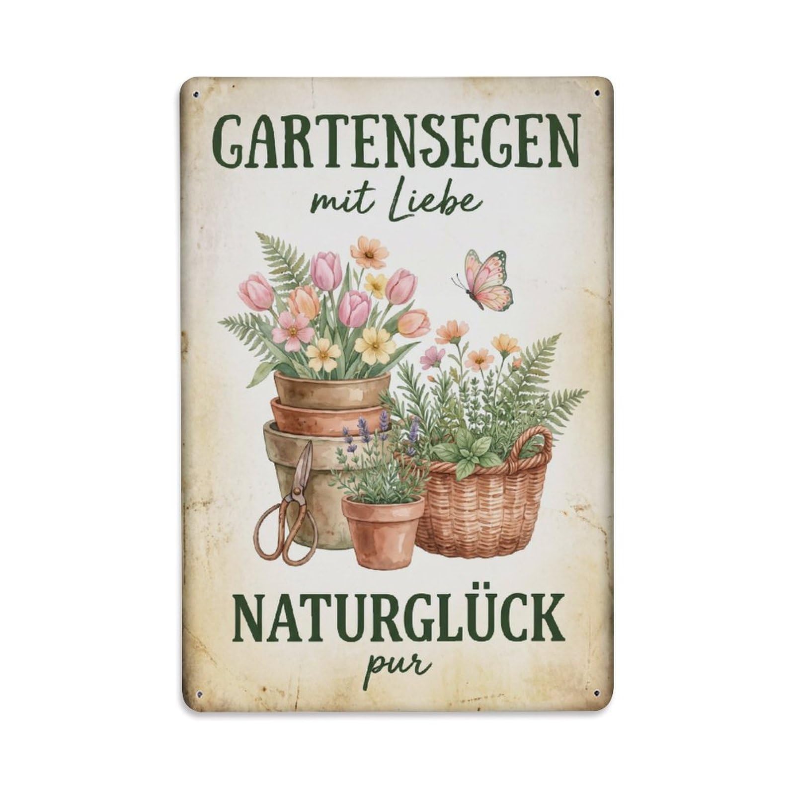 Vintage Funny Garden Blessing With Love Rustic Gate Foliage Metal Tin Sign Plaque Wall Decor for Cafe, Club Bar, Office, Garden Metal Poster 8x12Inch