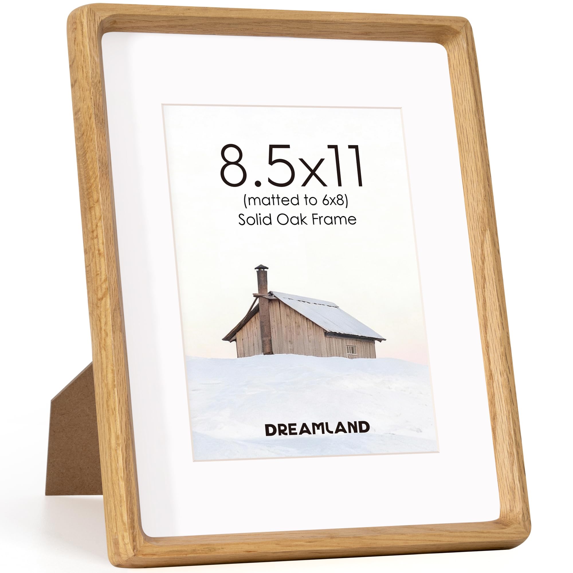 Dreamland Ramka na zdjęcia 8,5 x 11, 2 sztuki, amerykańskie ramki na zdjęcia z drewna dębowego ze szkłem hartowanym HD, drewniana ramka 20 x 20 cm, ramki 8,5 x 11, ręcznie wykonane zaokrąglone