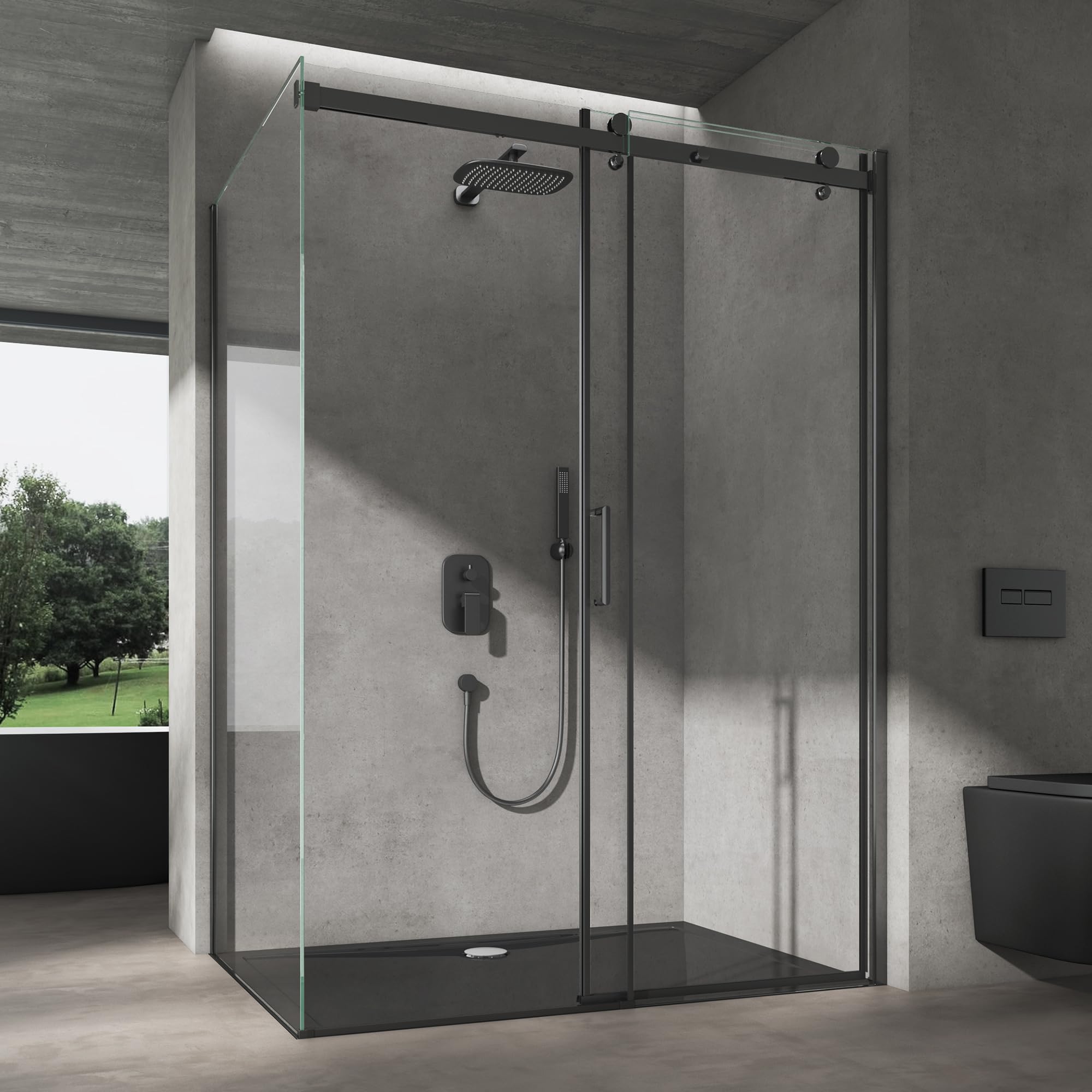 doporro Box Doccia Angolare 80x110x195 cm con Porta Scorrevole Reversibile