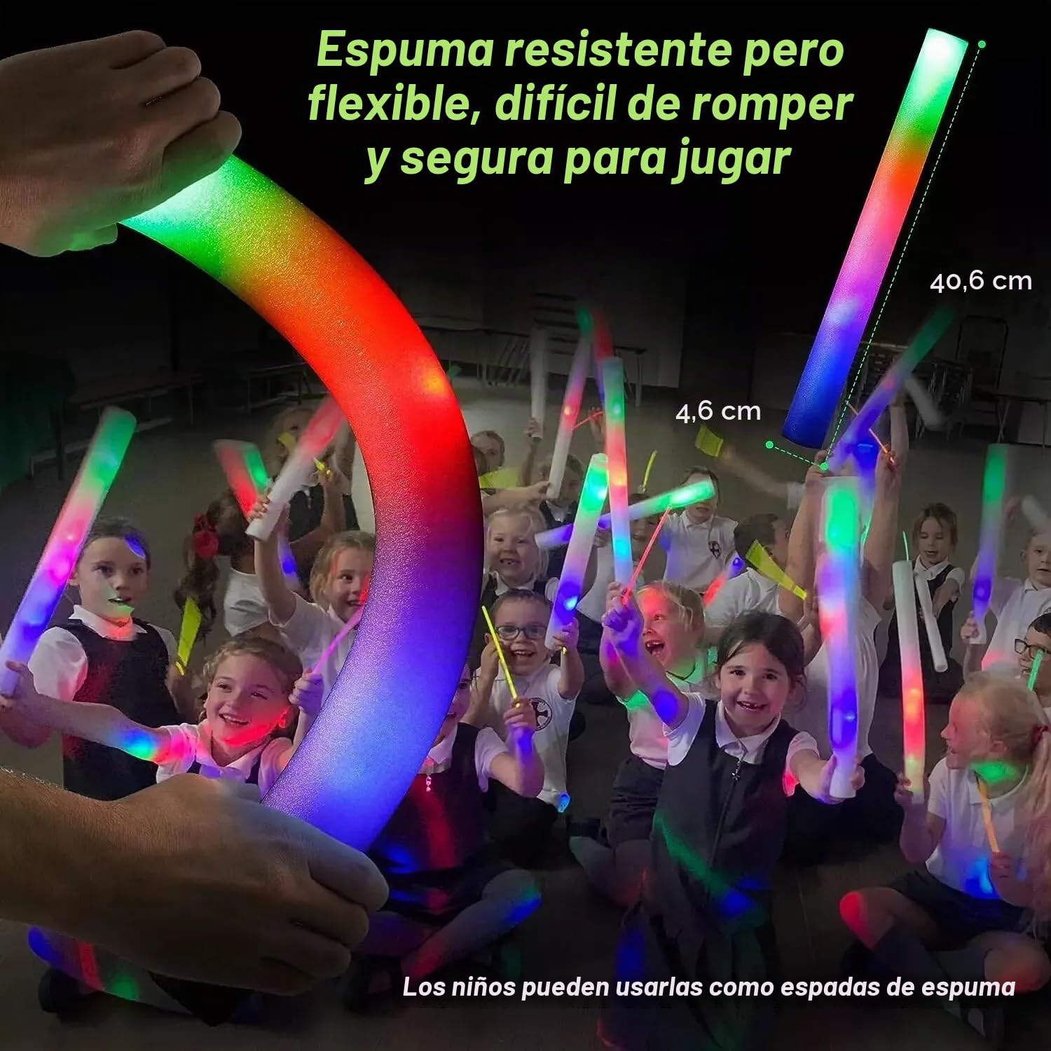 200 Unidades Palos de Espuma Led, Palos Led, Barra Luz Varita Luminosa, 3 Modos, Bastones Luminosos multicolor, Juego de luces para Fiestas, Bodas, Celebraciones