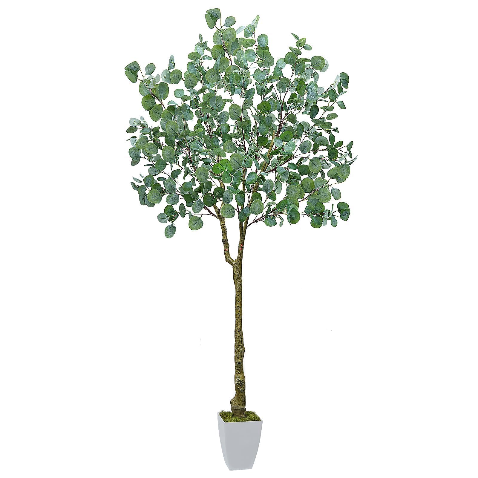 Luabue 6ft Faux Trees Indoor Eucalyptus Tall Fake Tree with Pot Floor Plant Green Silk Leaves Outdoor Artificial Trees for Home Decor Office Living