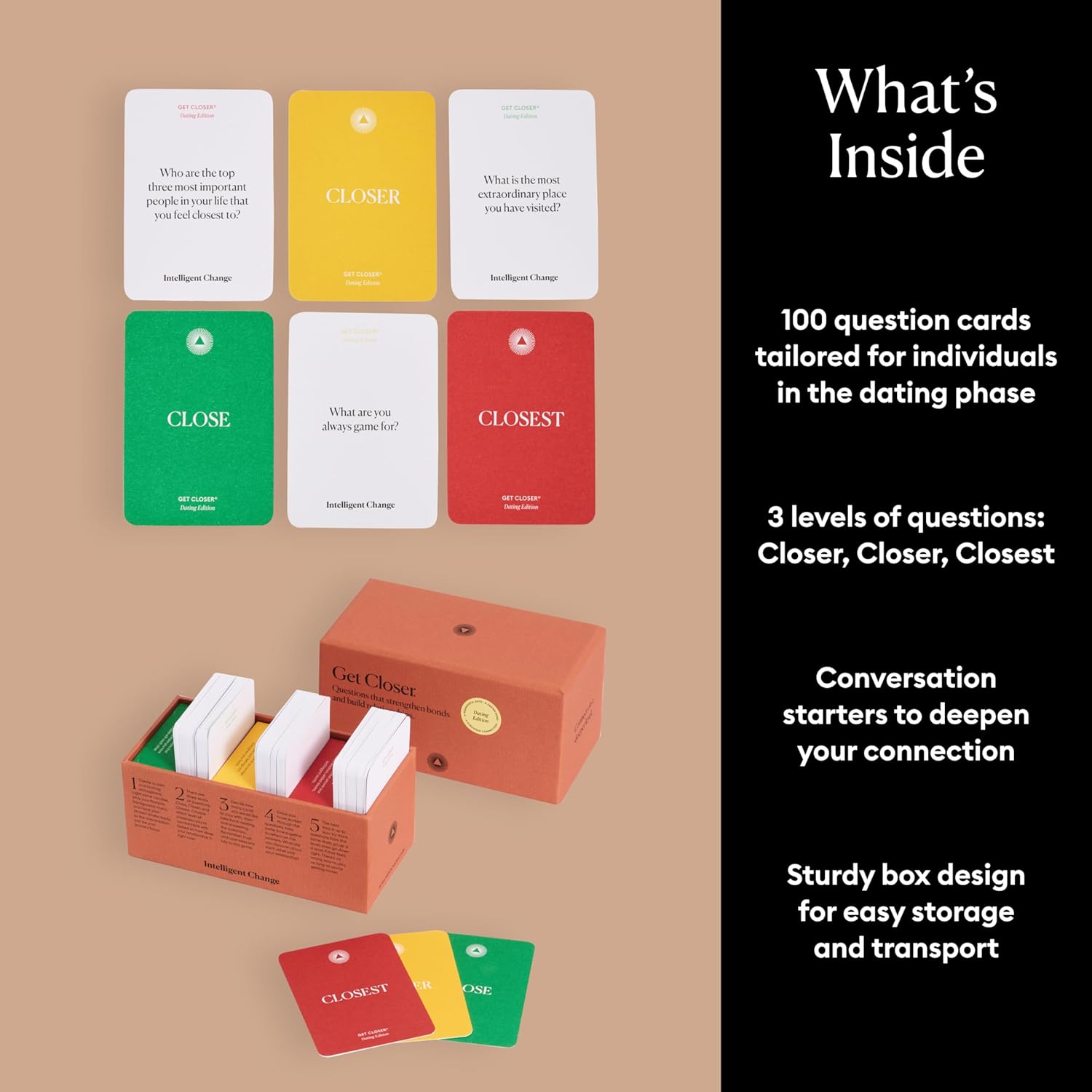 Intelligent Change Get Closer Dating Edition Card Game Conversation Starters - Question and Answer Games - Fun Card Game for Dating Couples, Date Night Activity (Dating Edition)