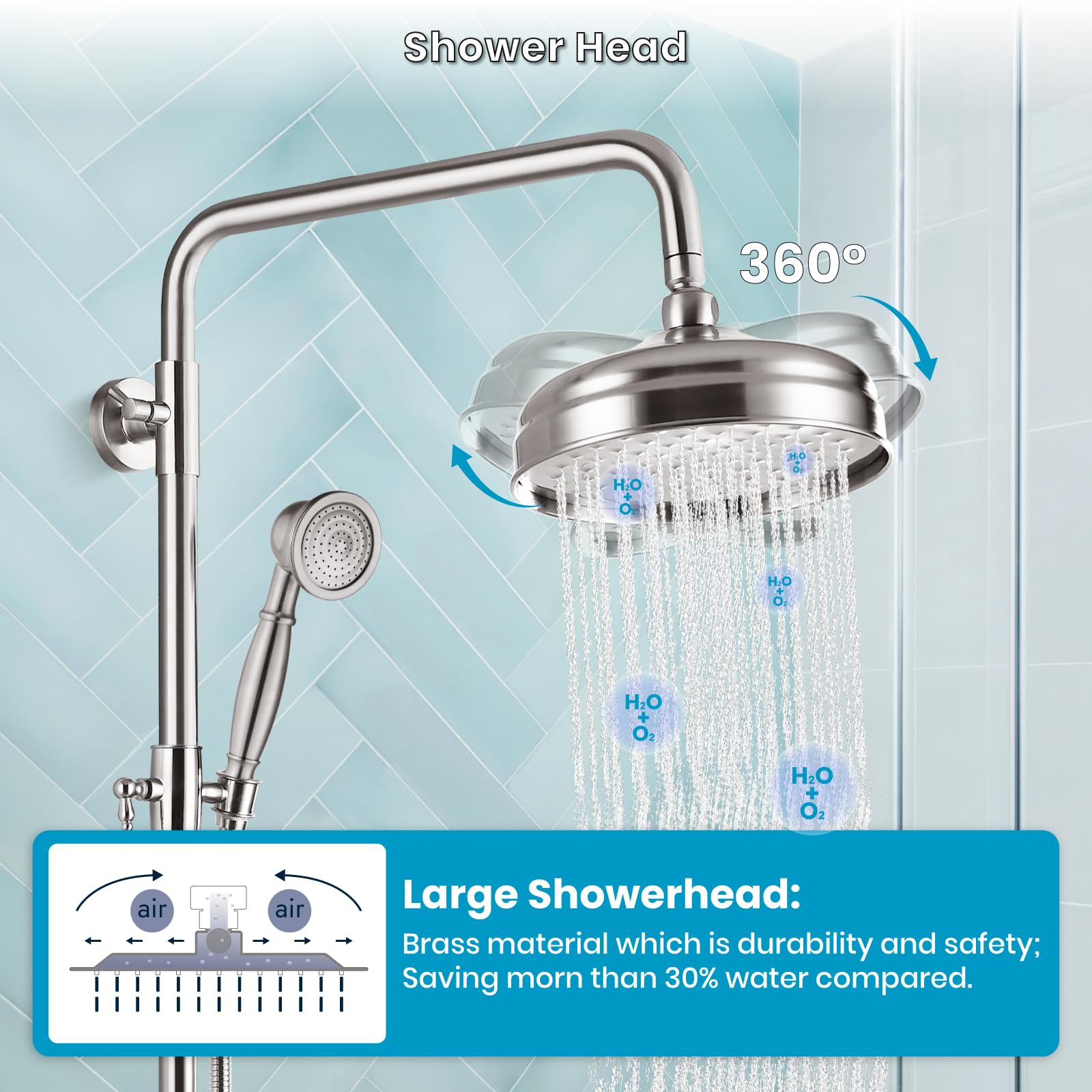 Amazon | gotonovo 浴室露出シャワー器具 8インチ レインシャワー