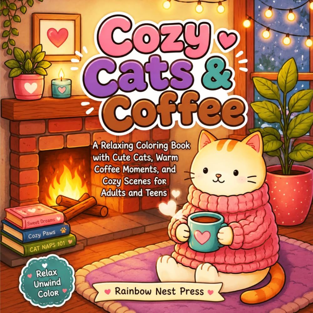 Cozy Cats & Coffee: A Relaxing Coloring Book with Cute Cats, Warm Coffee Moments, and Cozy Scenes for Adults and Teens