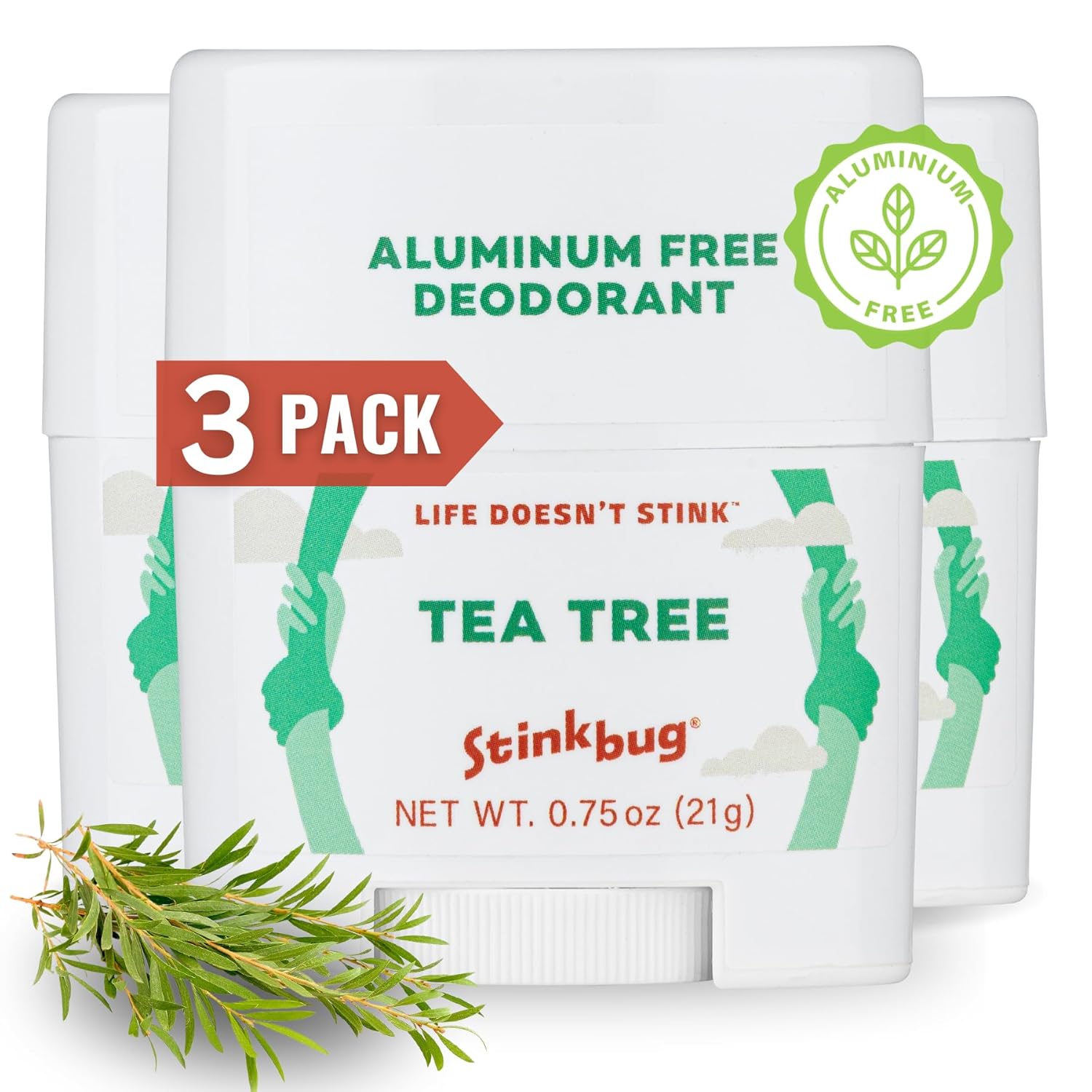 Stinkbug Naturals Aluminum Free Organic Travel Size Deodorant Stick with Unscented, Coconut Oil, Paraben Free, Sensitive Skin Deodorant, 0.75 Ounce Pack of 9