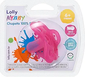 Chupeta 100% Silicone com Bico Redondo - A Partir de 6+ Meses -Resistente e Flexível - Sem BPA - 01 Unidade Rosa - Lolly