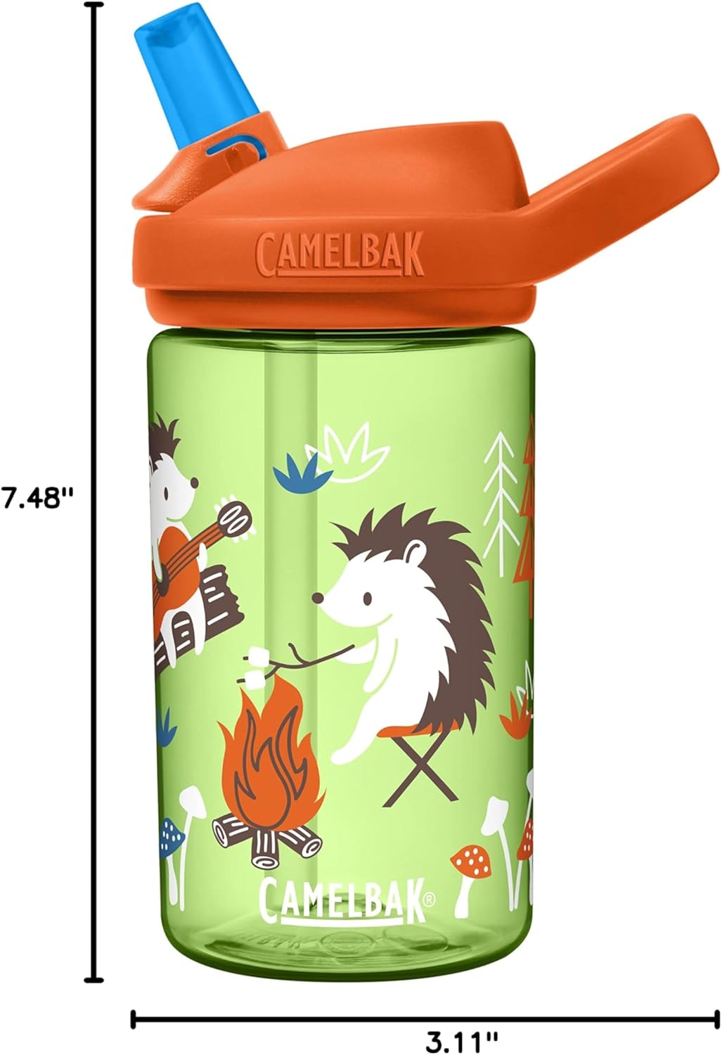 CamelBak Eddy+ Kids Bite Valve Straw Tritan Renew Water Bottle Camping Hedgehogs, 14oz