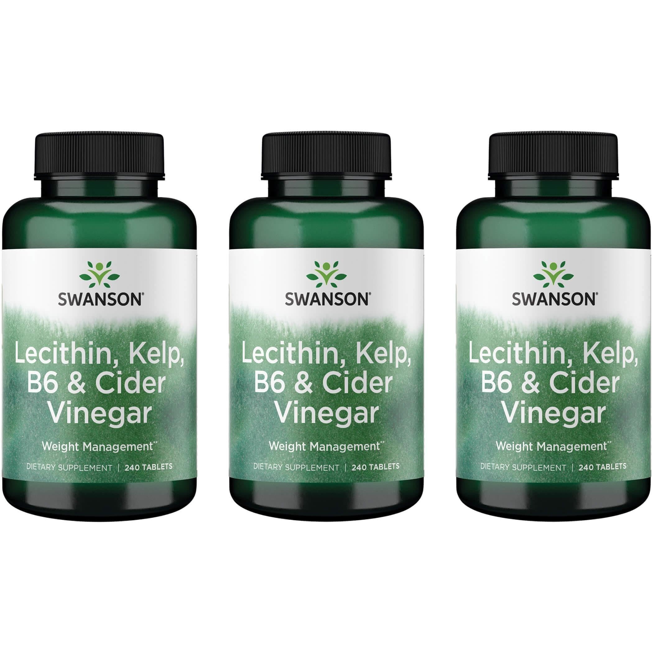 Swanson Lecithin Kelp B-6 and Cider Vinegar, 240 Tablets, 3 Pack 240 Count (Pack of 3)