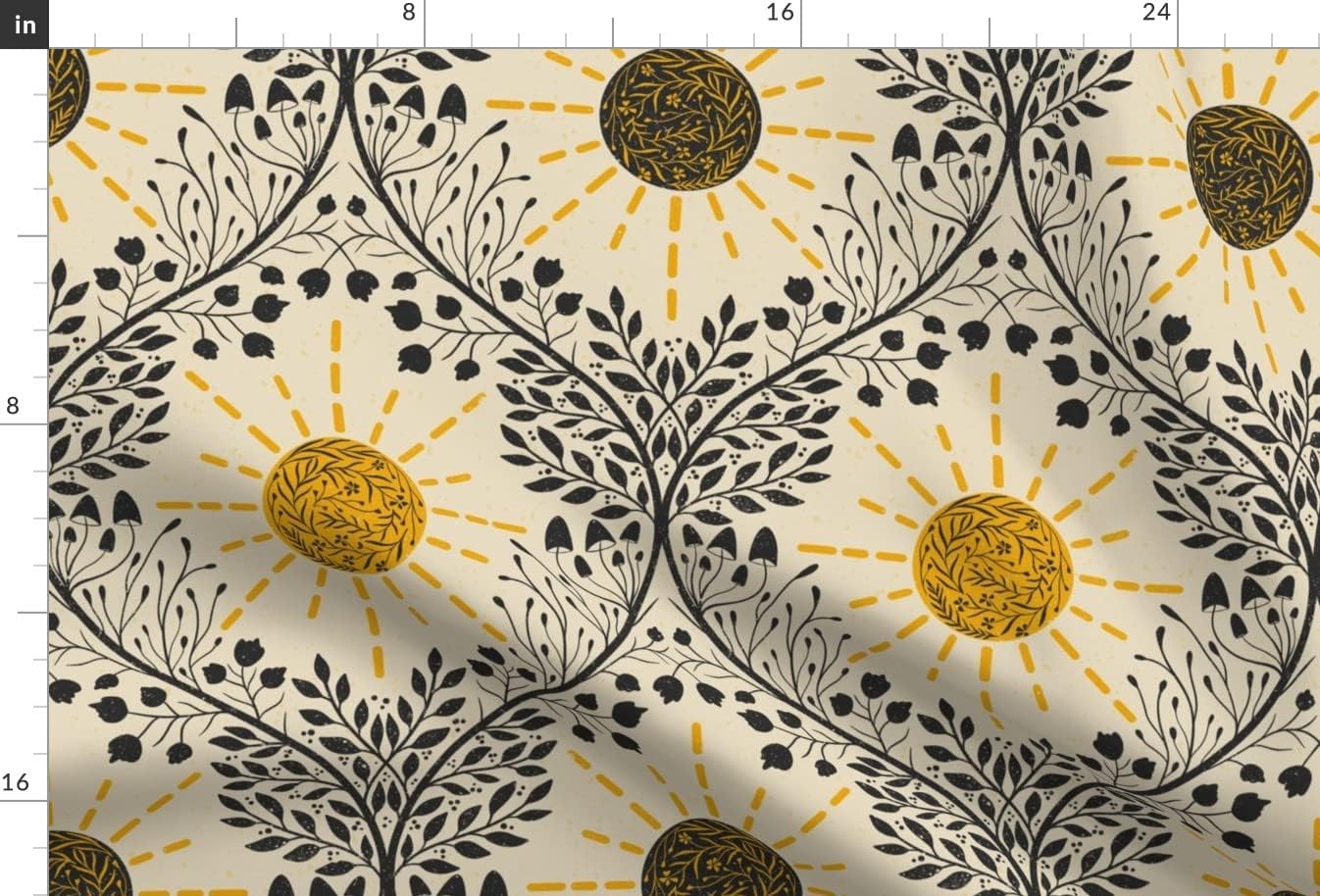 Spoonflower Fabric - Retro Boho Sun Retro Sun Mushroom Organic Mushrooms Sunshine Botanical Printed on Minky Fabric by The Yard - Sewing Baby Blankets Quilt Backing Plush