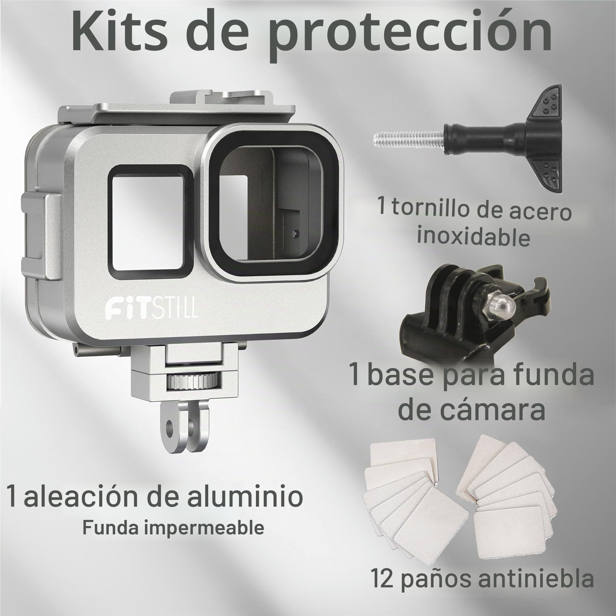 FitStill Carcasa de aleación de Aluminio Impermeable 80M/263FT para Go Pro Hero 13/12/11/10/9 Black