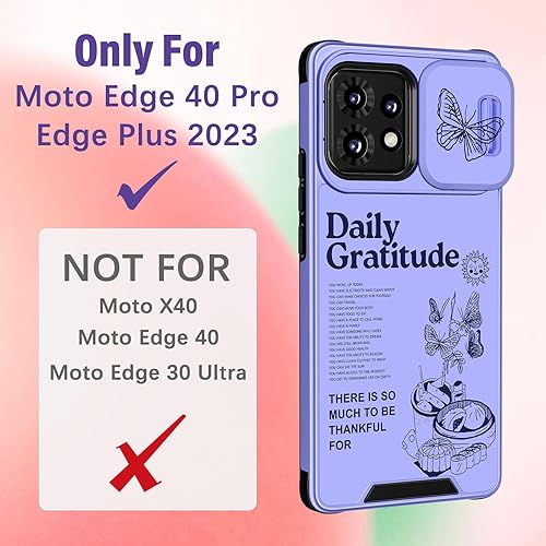 Miniatura 2 de Funda 2 en 1 para Motorola Edge Plus 2023 para mujeres, linda funda de teléfono para niñas, diseño de mariposa púrpura con diseño de mariposa