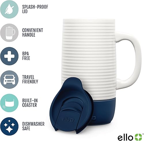 Vista 22 de Termo de viaje Ogden de Ello, de cerámica sin BPA, con tapa, 16 oz Violeta intenso