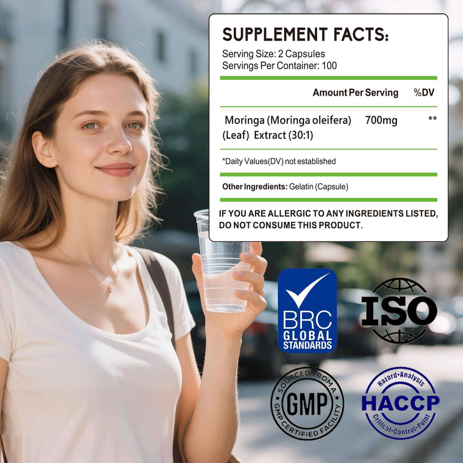 Moringa Capsules 200 Count | 30:1 Extract 700mg | Pure Moringa Oleifera Powder Pills Non-GMO | Sustained Energy, Immune, Skin, Hair & Gut Health | Vegan Gluten-Free Daily Wellness Supplement — Amazon image 2