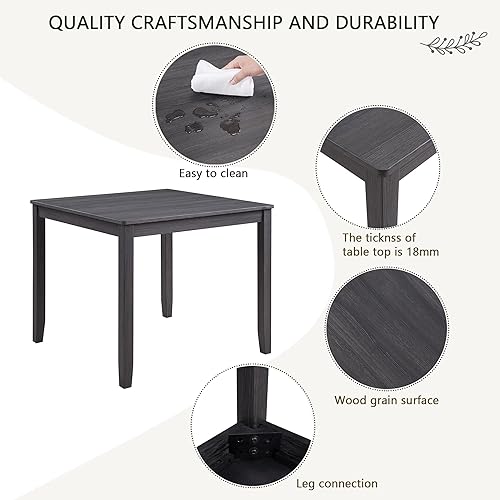 Miniatura 4 de LUMISOL Juego de mesa de comedor de 5 piezas para 4, juego de mesa de cocina de madera con 4 sillas tapizadas para sala de estar, cocina, comedor,