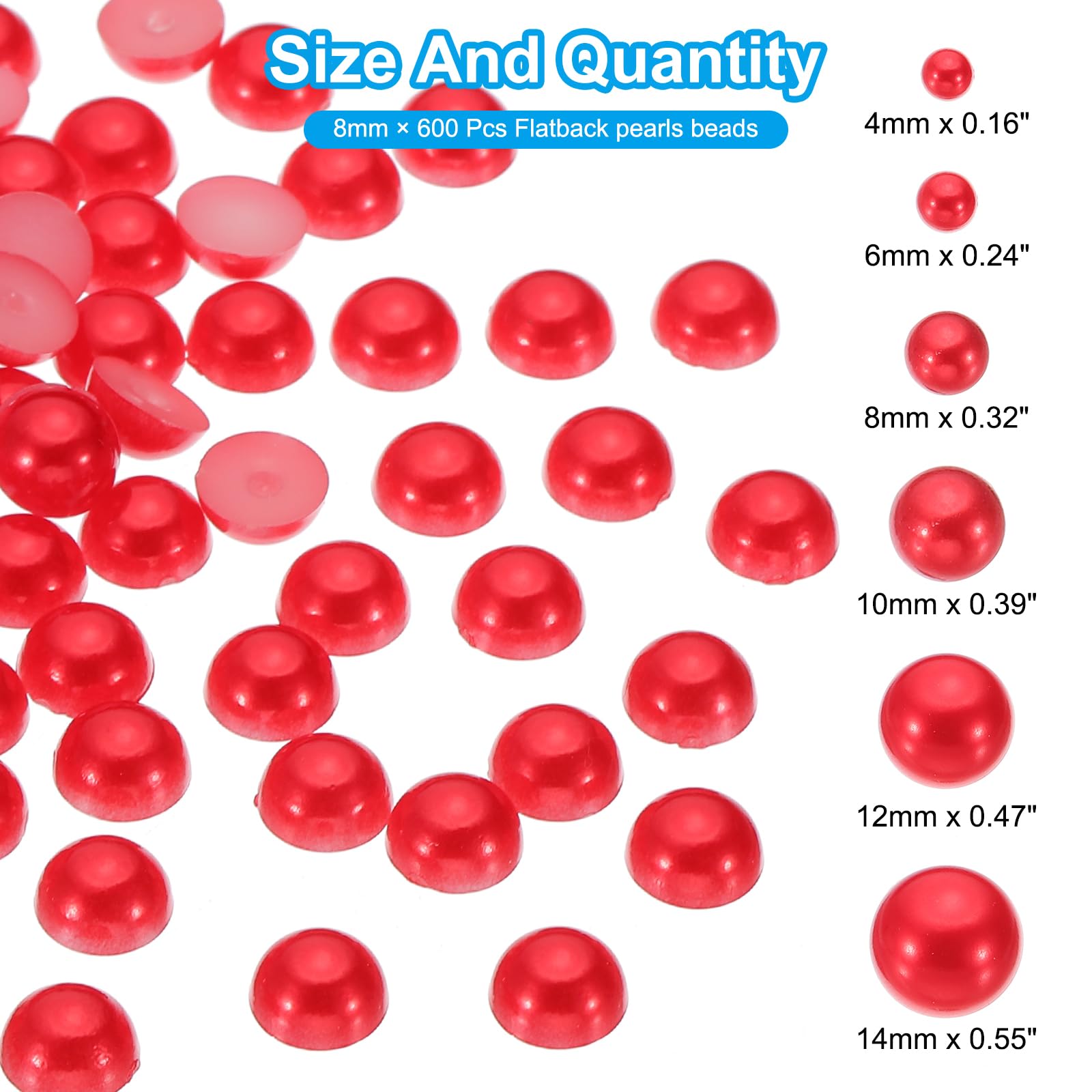 PATIKIL 600Pcs Flatback Pearls Beads for Crafting 8mm Half Round Resin Beads Flatback Pearls for Nail Charms Handmade Phone Case Embellishment - Image 2
