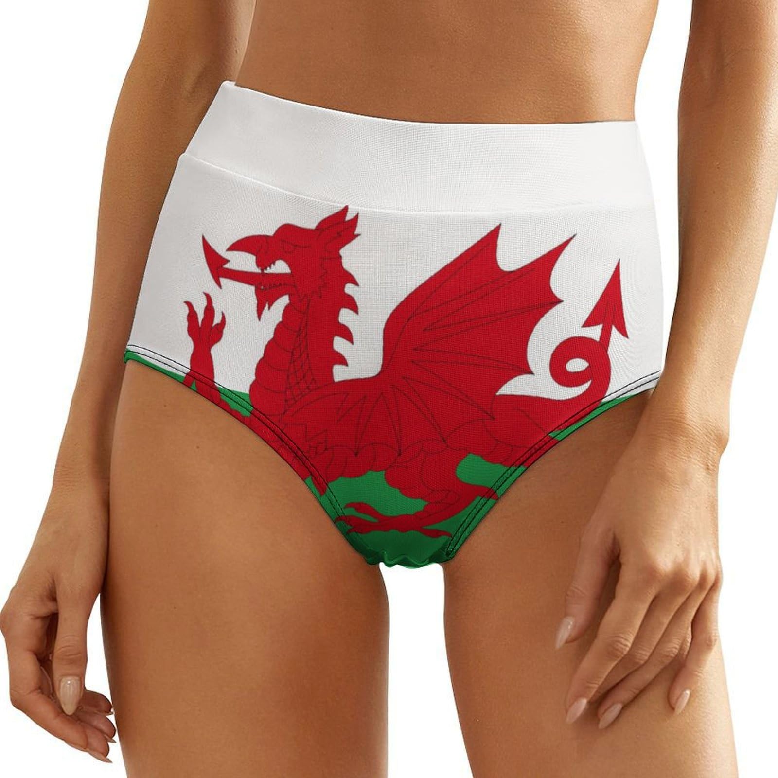 Kwqdozf Women's As Pic Flag Of Wales High Waist Underwear Breathable Thong Panties Funny Brief