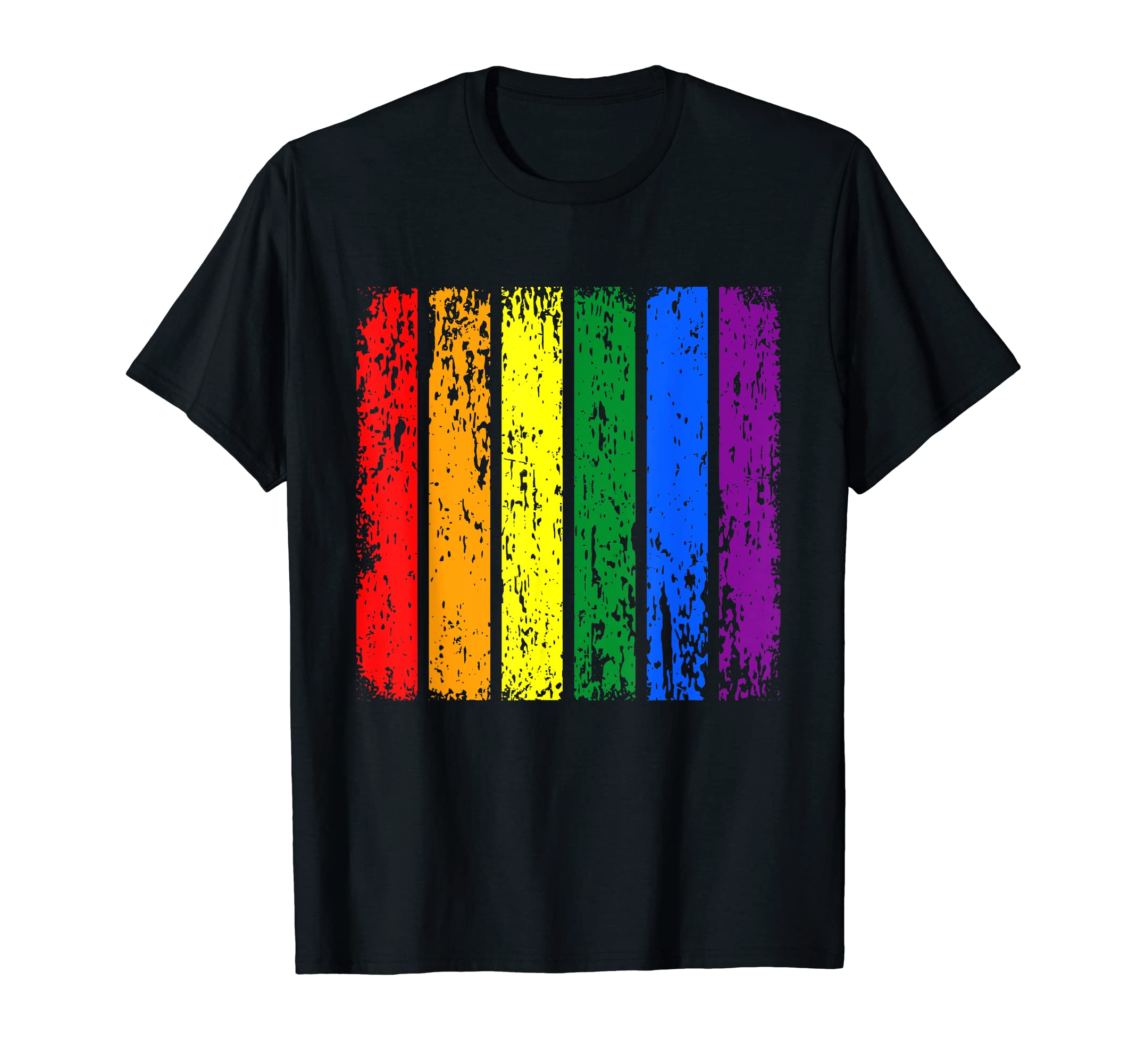 Retro LGBT Awareness Month Rainbow FlagMens Distressed Retro LGBTQ Pride Rainbow Pride Flag T-ShirtOEKO-TEX STANDARD 100
