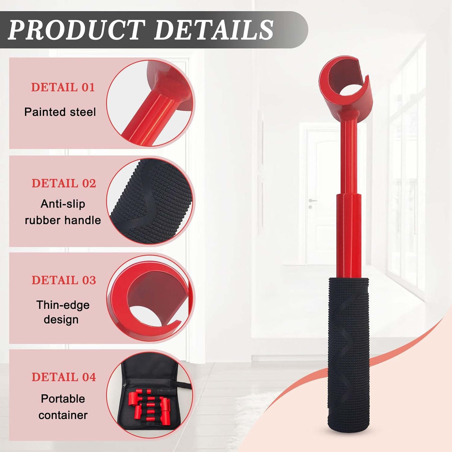 Upgrade Door Hinge Adjustment Tool Kit, 4 in 1 Gradual Thin-Edge Design Heavy Duty Steel Hinge Gap Adjusting Wrench, Door Hinge Adjuster for Residential & Commercial Use