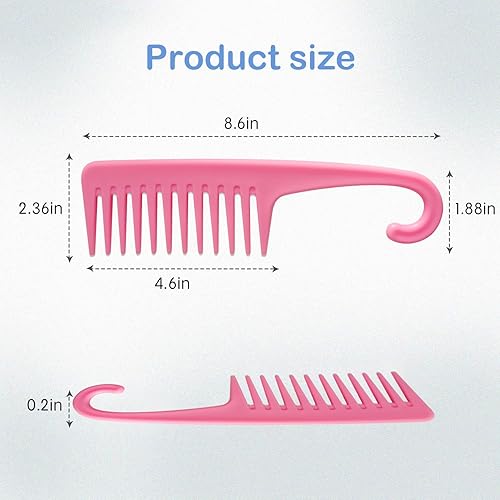 Miniatura 9 de Wapodeai Peine de ducha de dientes anchos con gancho, bueno para cabello rizado húmedo y seco, peines de alta calidad sin enredos, color negro.