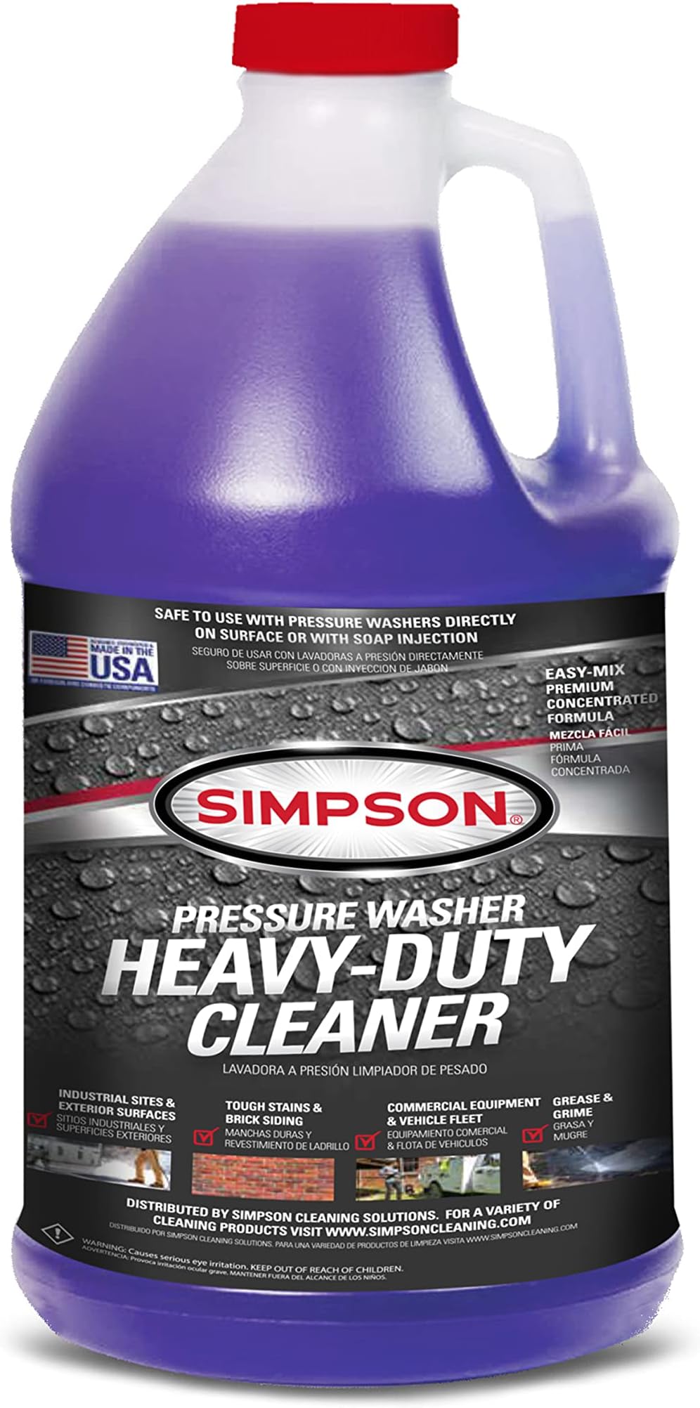 Simpson Cleaning Concentrated Soap Solution for Pressure Washers and Spray Bottles, Use on Concrete, Vinyl Siding Cleaner, Appliances, Windows, Cars, Fences, Decks, 88282 Purple, 1 Gallon