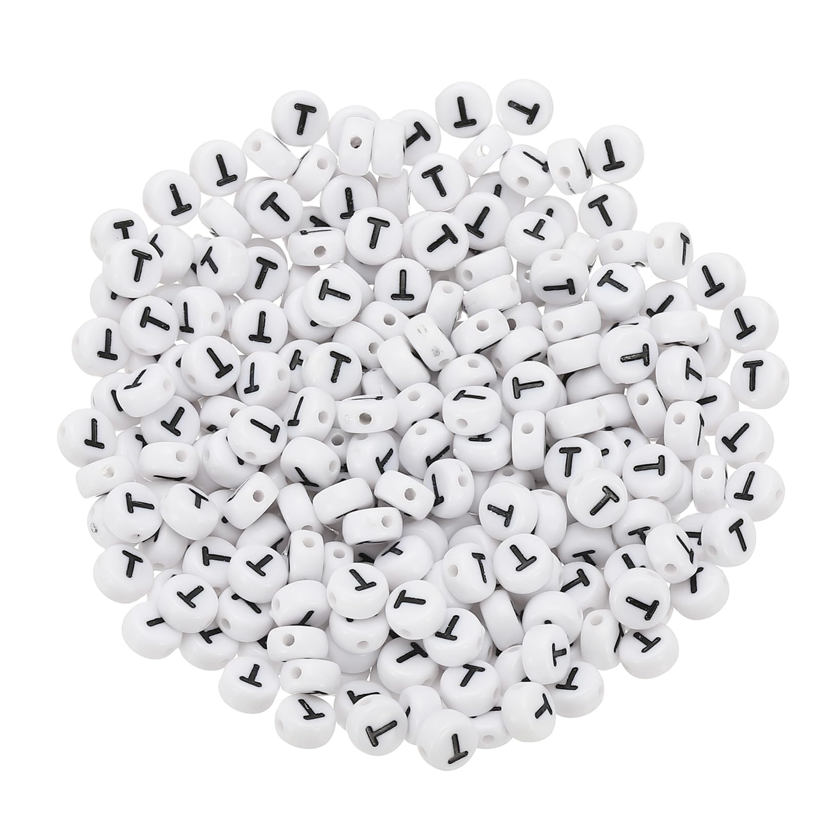 PATIKIL Round Letter Beads, 300 Pcs Letter t Acrylic Alphabet White Beads Black Letters for Jewelry Making Bracelets Making Necklaces DIY, Black โ image 1
