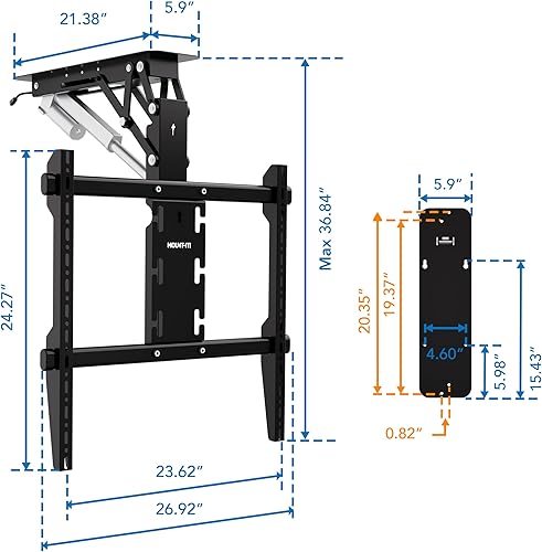 Miniatura 7 de Mount-It! Soporte motorizado para TV de techo  Soporte de TV eléctrico silencioso abatible para pantallas de 50 a 90 pulgadas, diseño desplegable