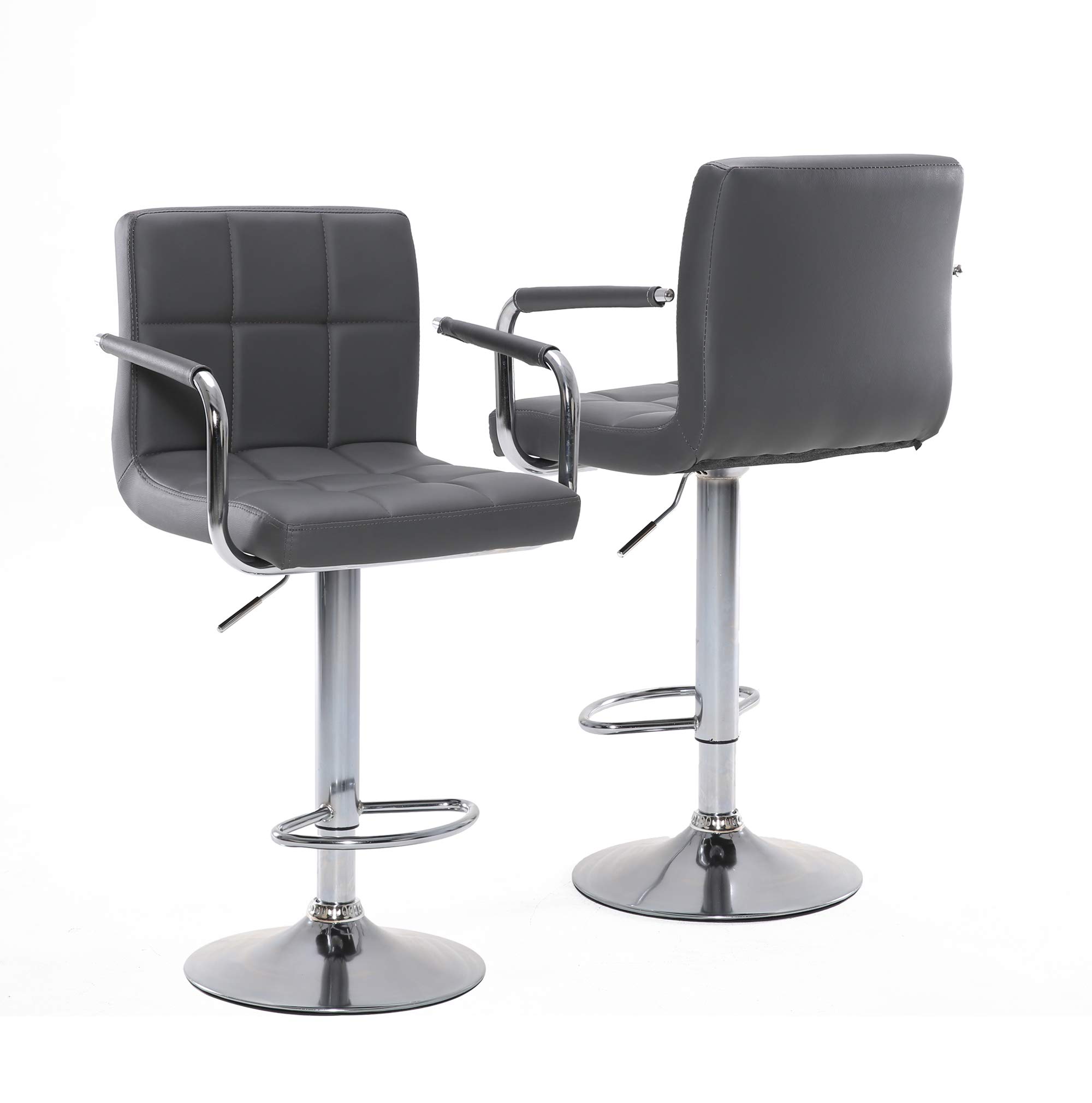 Tabouret de bar réglable pivotant design moderne avec dossier et repose-pieds