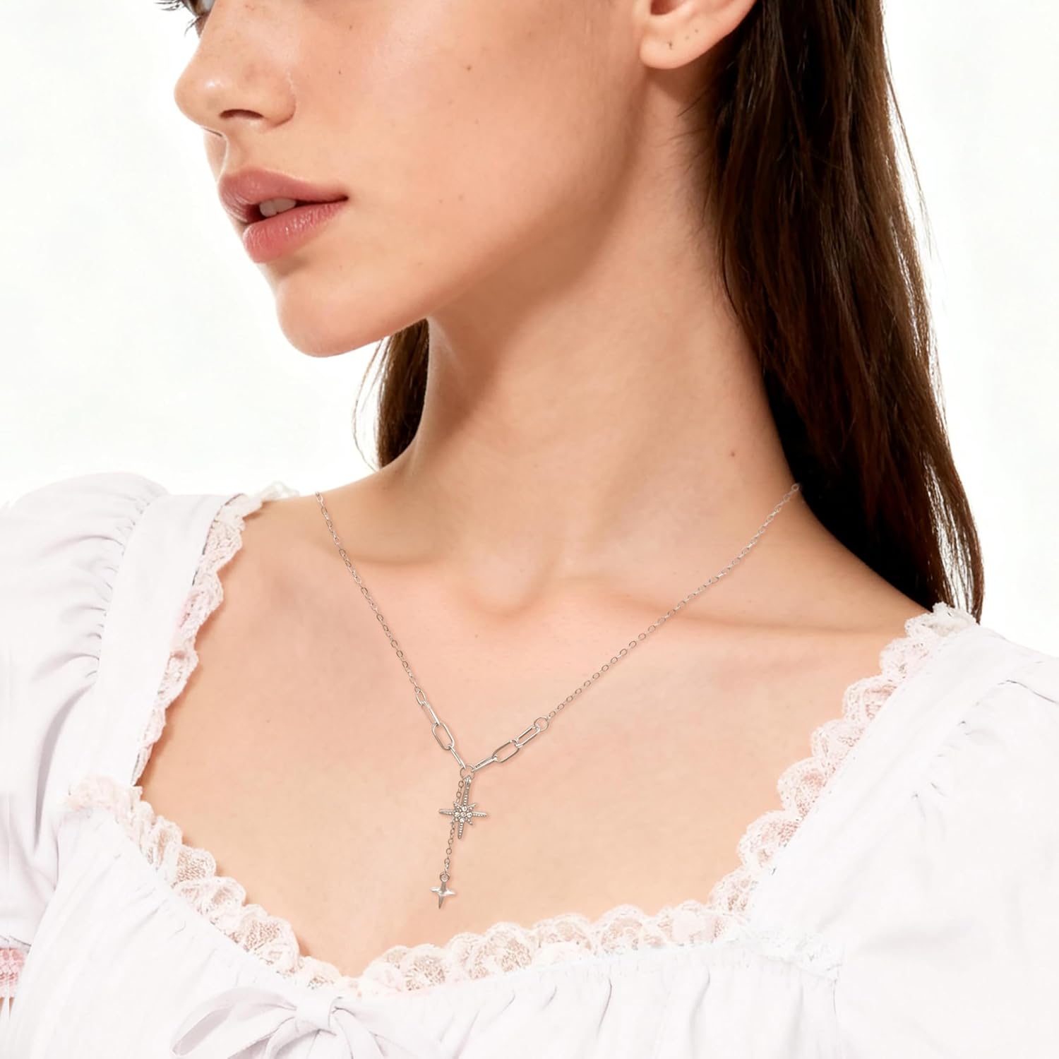 Y2k Irregular Necklace Star Pendant Moonlight Stone Fashion Collar Chain Design Spicy Silver Jewelry for Women - Image 3