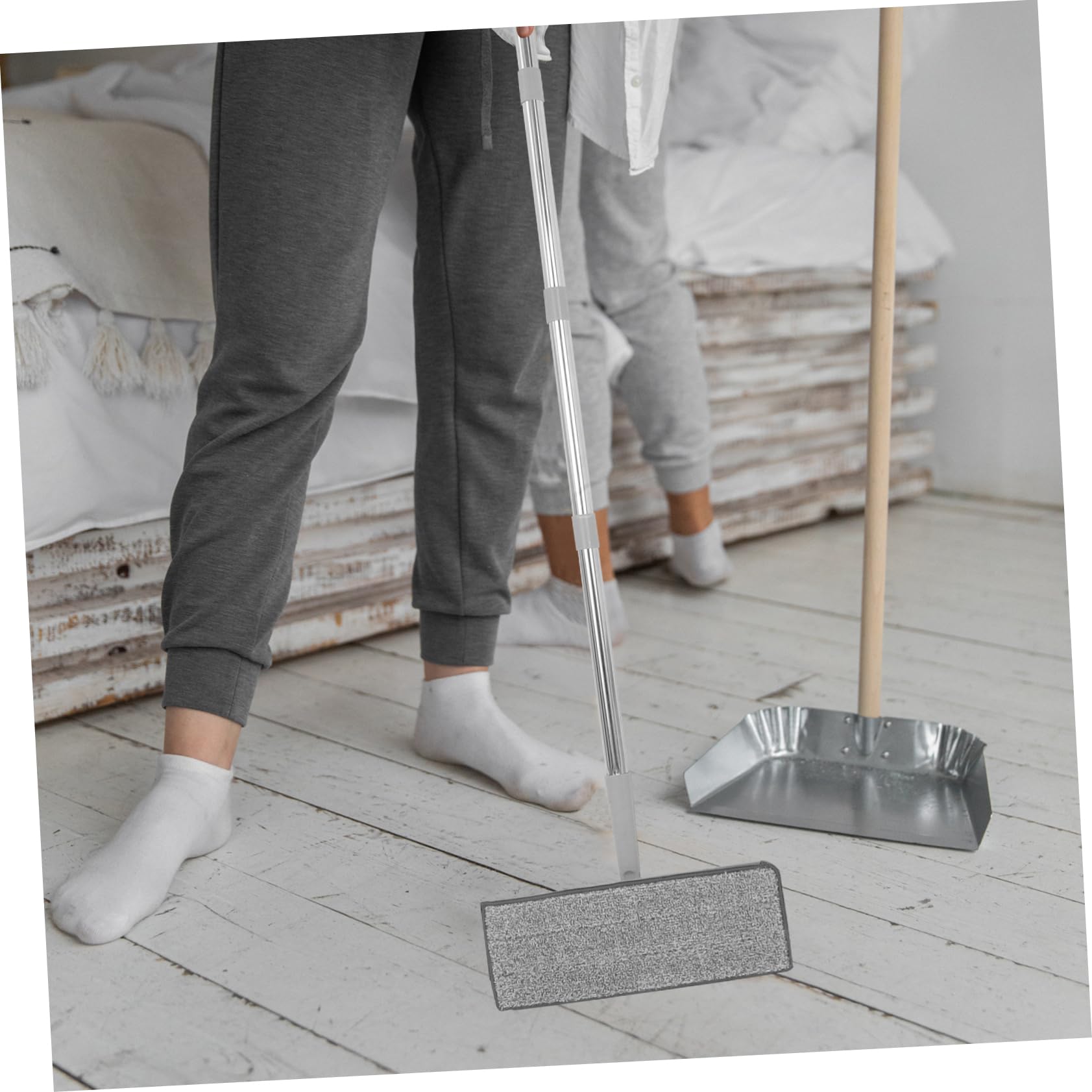 Wischmopp und Eimer mit Auswringer, Flacher Bodenreiniger für Zuhause