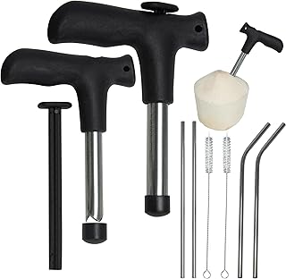 NINEFATICS 2 Pack Coconut Opener Tool with Reusable Stainless Steel Straws and Brush, Easy & Convenient Straw Hole Maker, ...